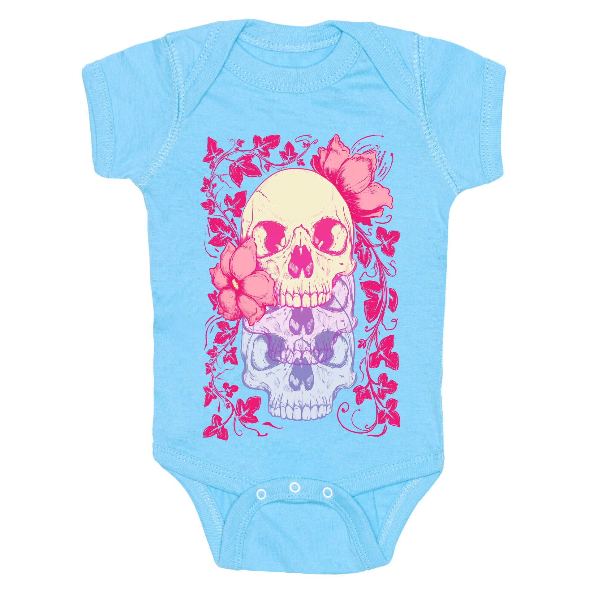 Skull of Vines and Flowers Baby One Piece