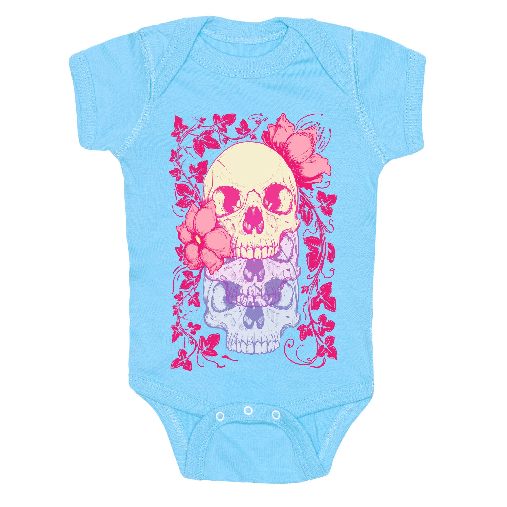 Skull of Vines and Flowers Baby One Piece
