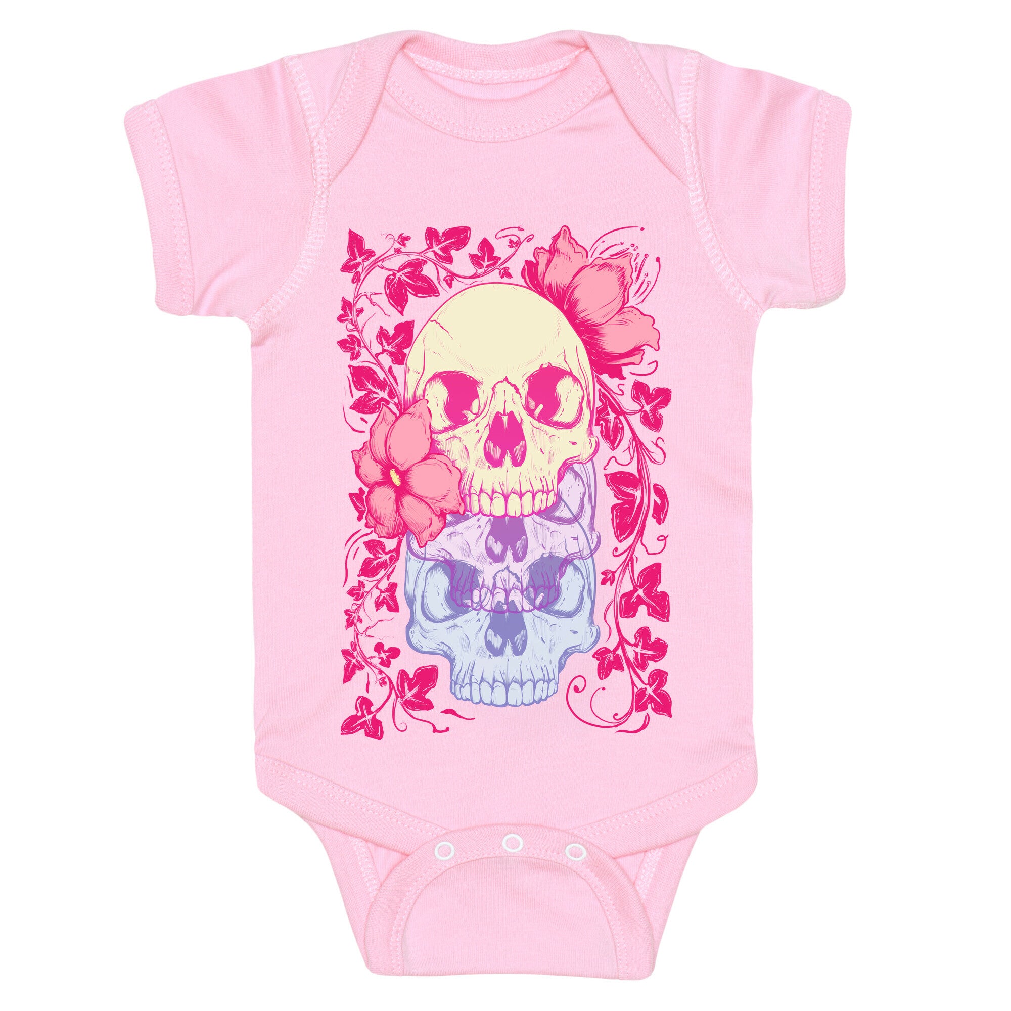 Skull of Vines and Flowers Baby One Piece