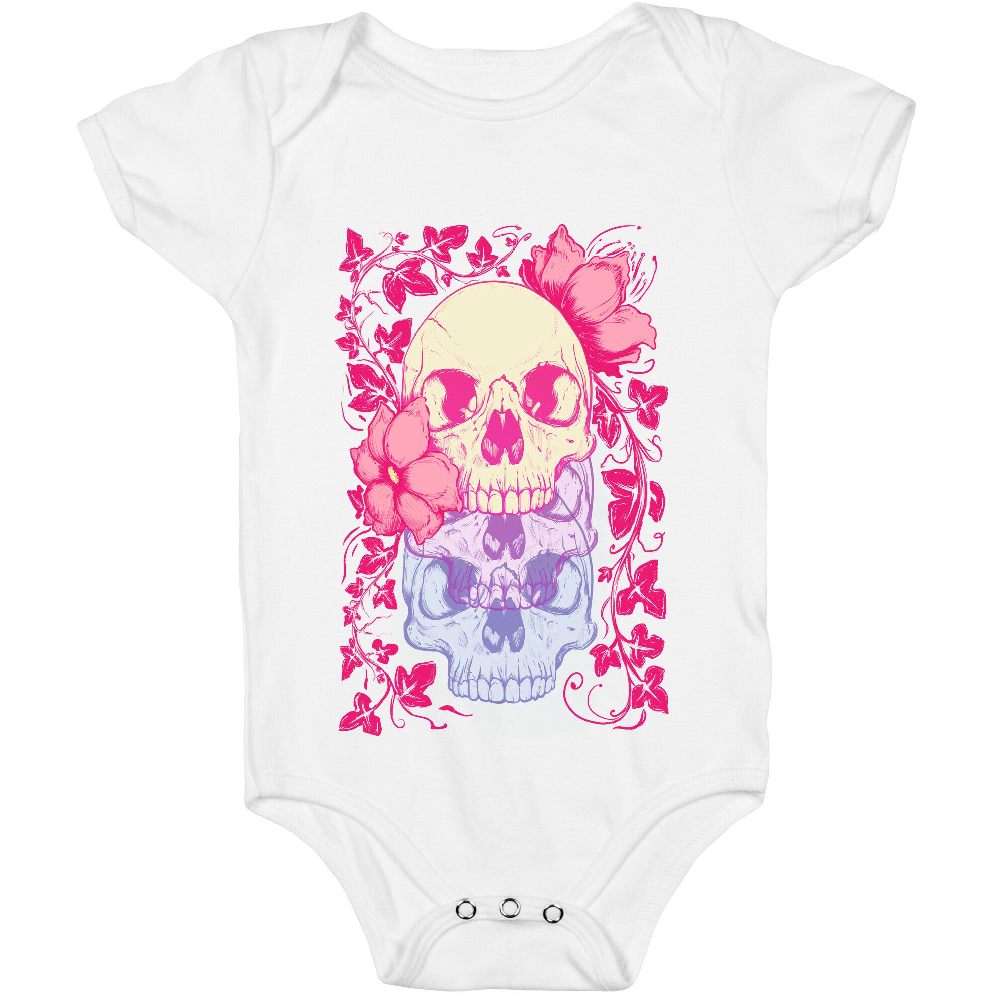 Skull of Vines and Flowers Baby One Piece