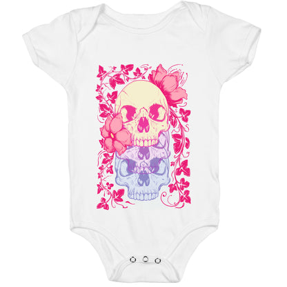 Skull of Vines and Flowers Baby One Piece
