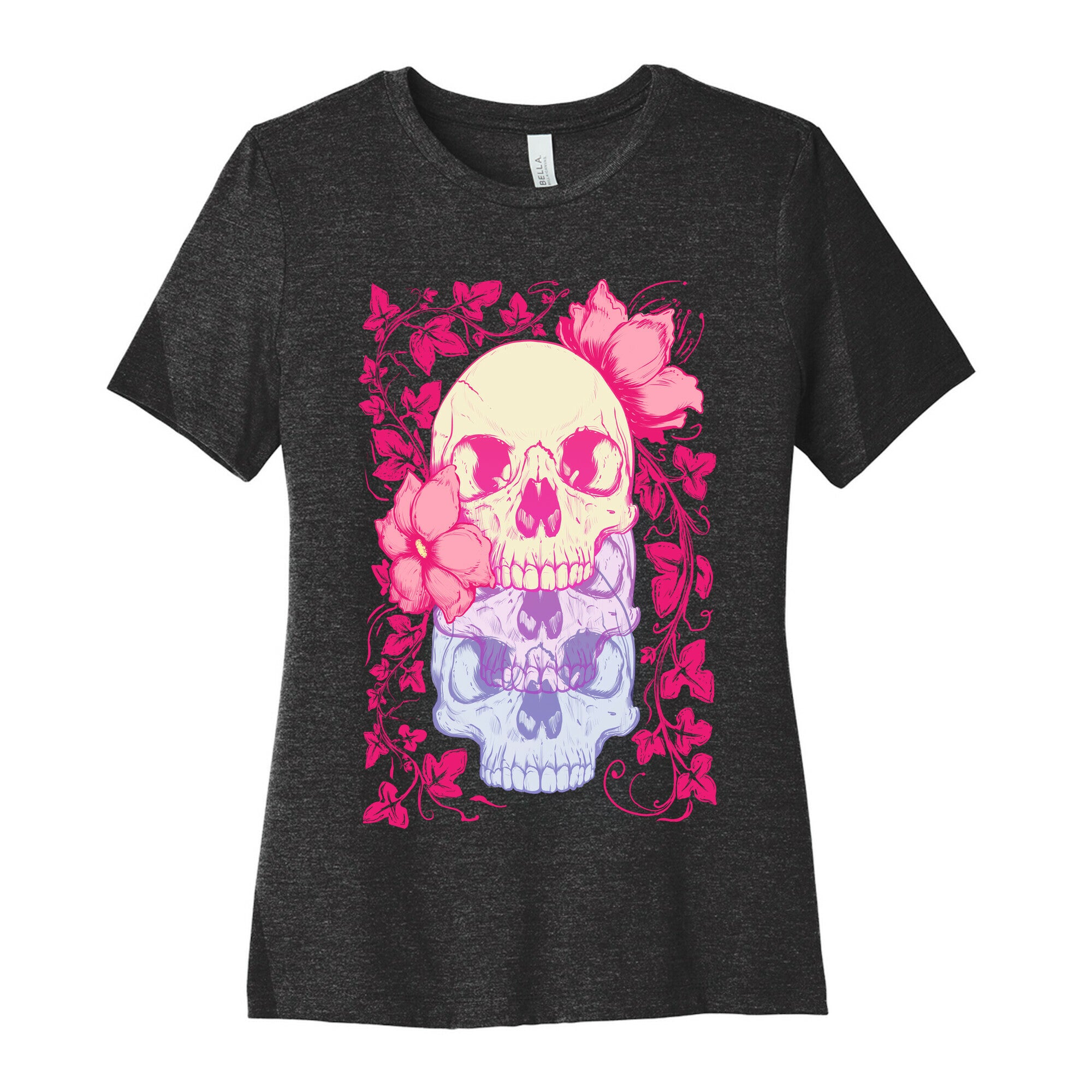 Skull of Vines and Flowers Women's Cotton Tee