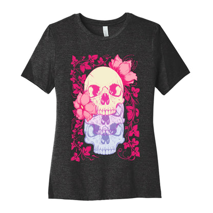 Skull of Vines and Flowers Women's Cotton Tee
