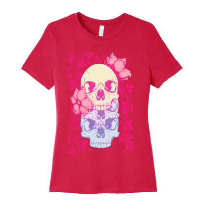 Skull of Vines and Flowers Women's Cotton Tee