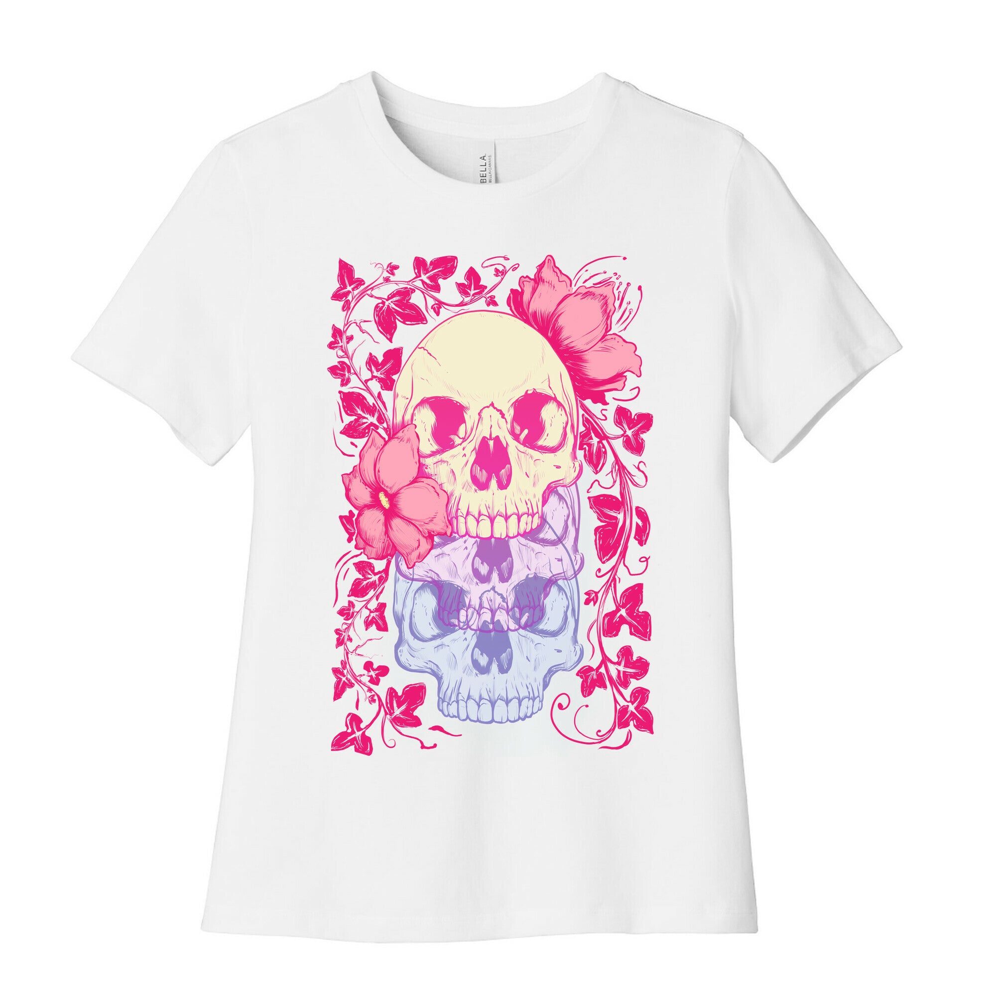 Skull of Vines and Flowers Women's Cotton Tee