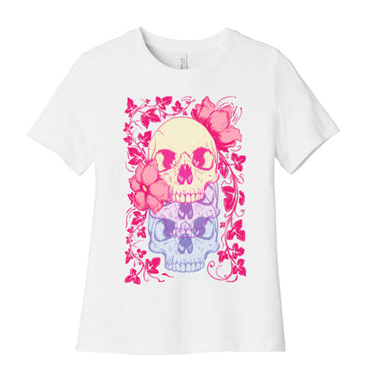 Skull of Vines and Flowers Women's Cotton Tee