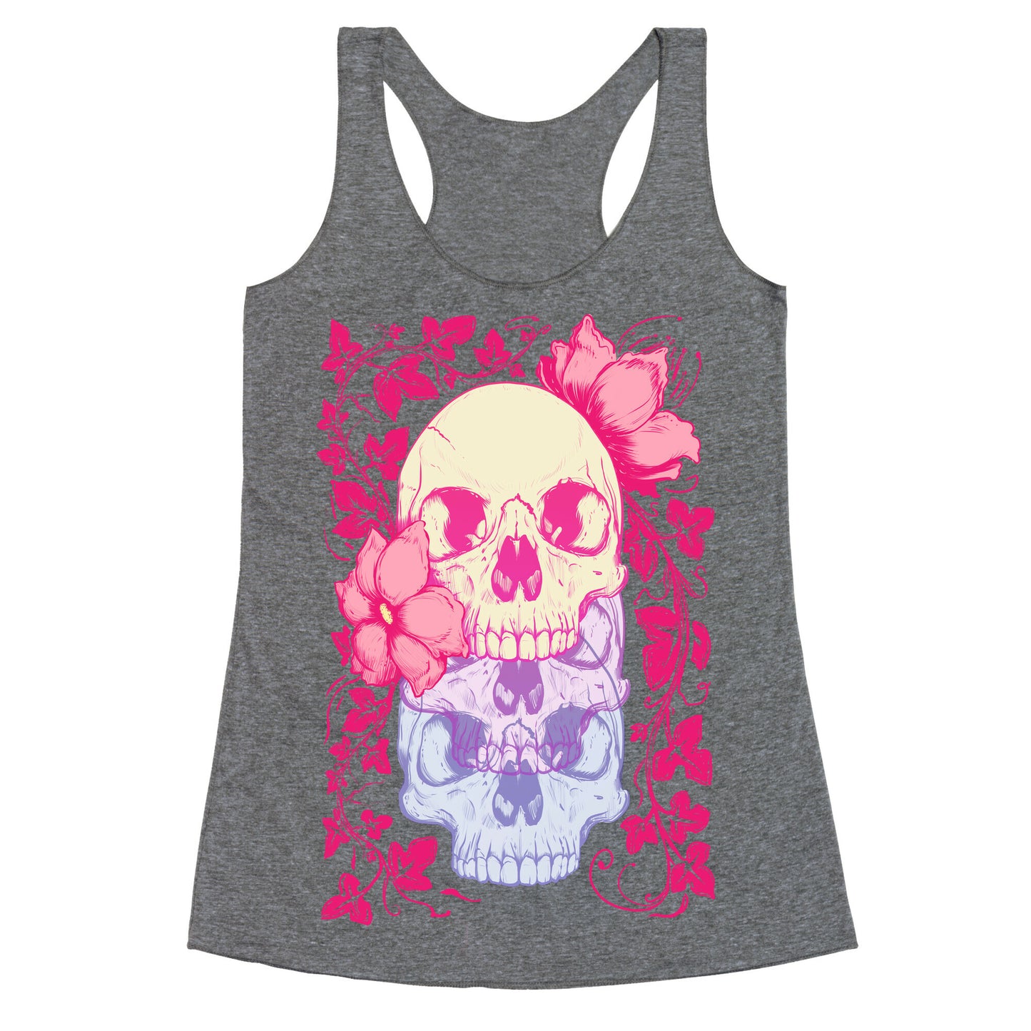 Skull of Vines and Flowers Racerback Tank