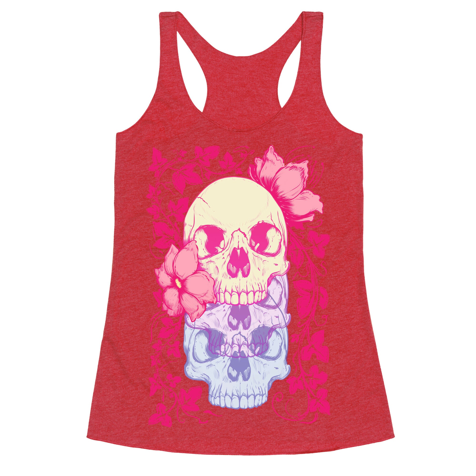 Skull of Vines and Flowers Racerback Tank