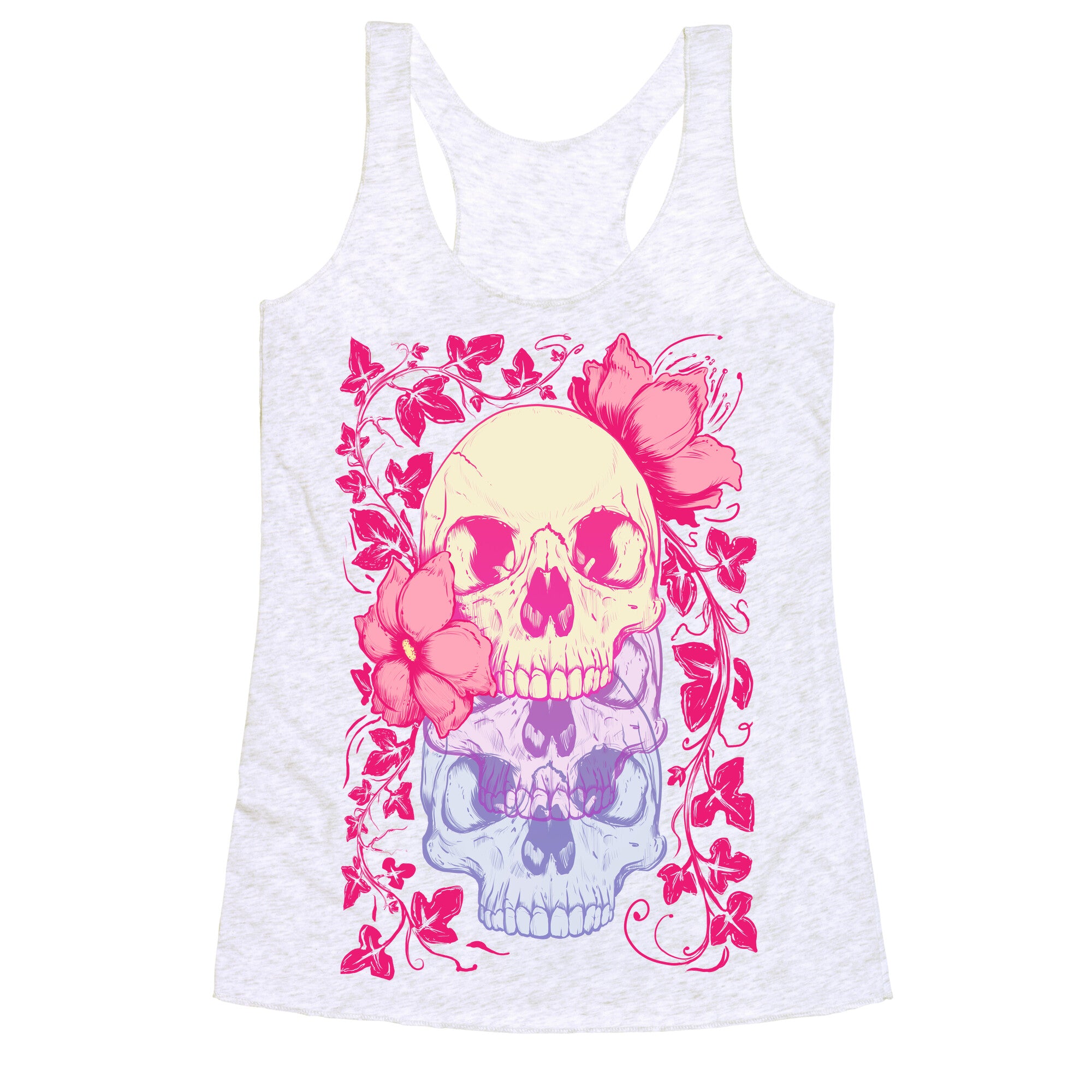 Skull of Vines and Flowers Racerback Tank