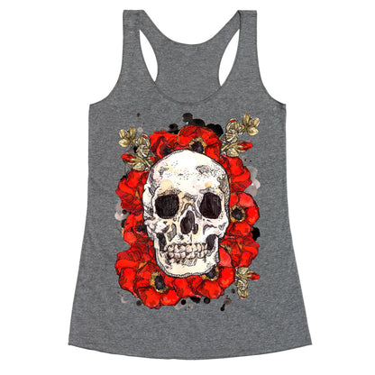 Skull on a Bed of Poppies Racerback Tank