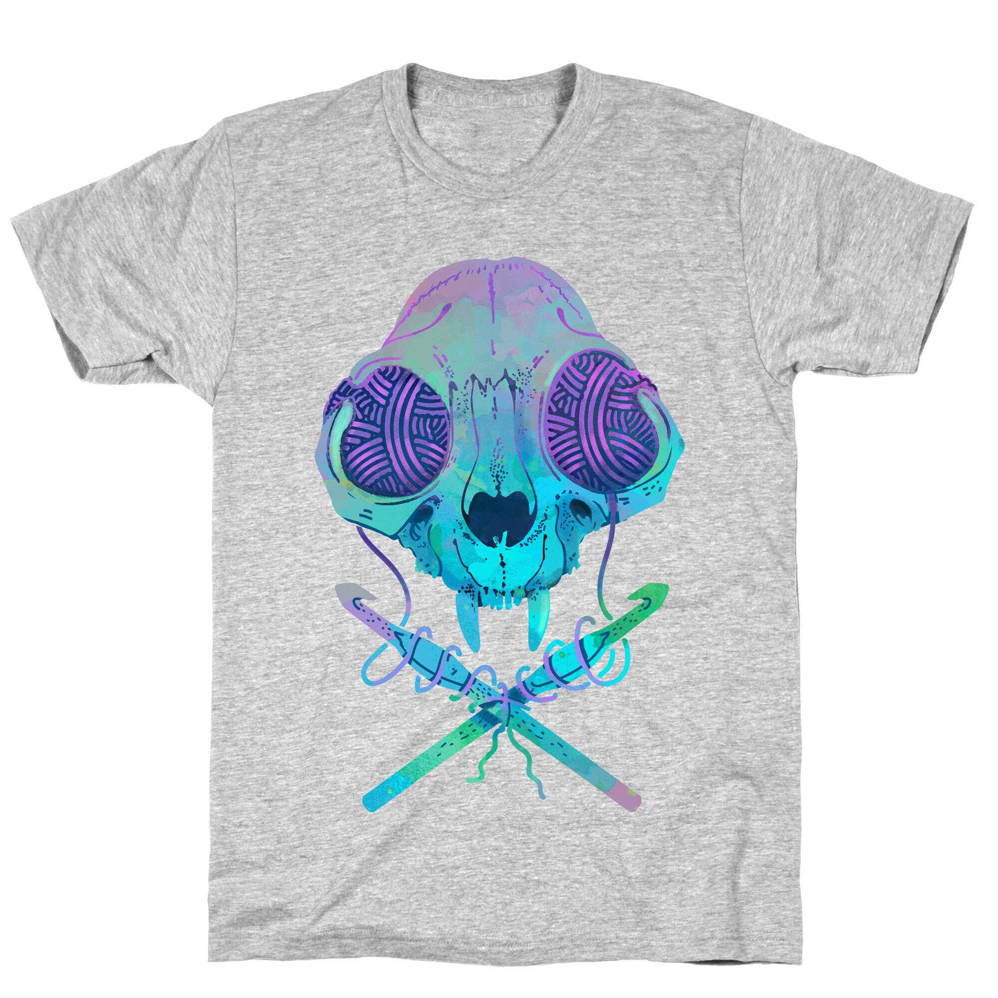 Cat Skull & Crochet Hooks T-Shirt