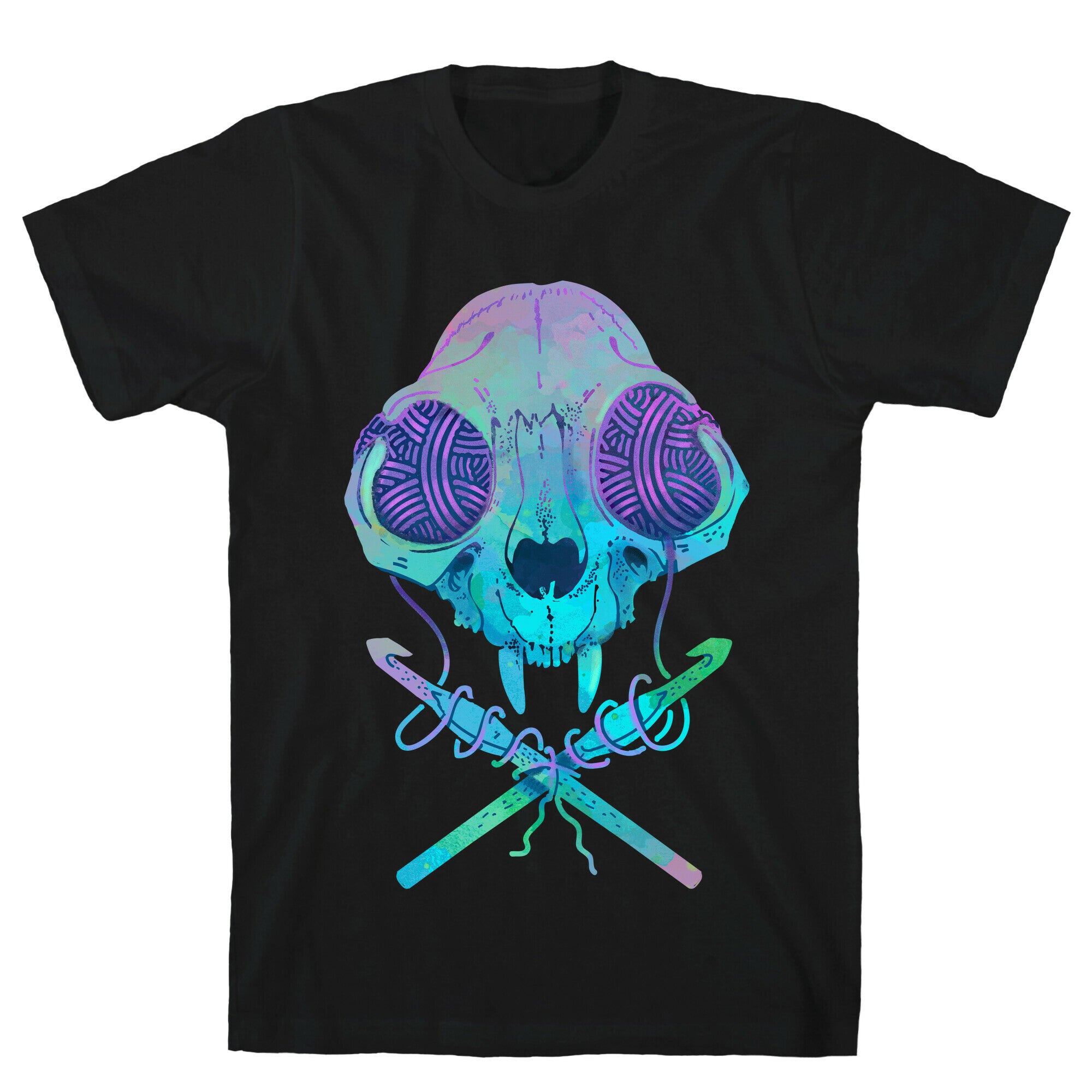 Cat Skull & Crochet Hooks T-Shirt