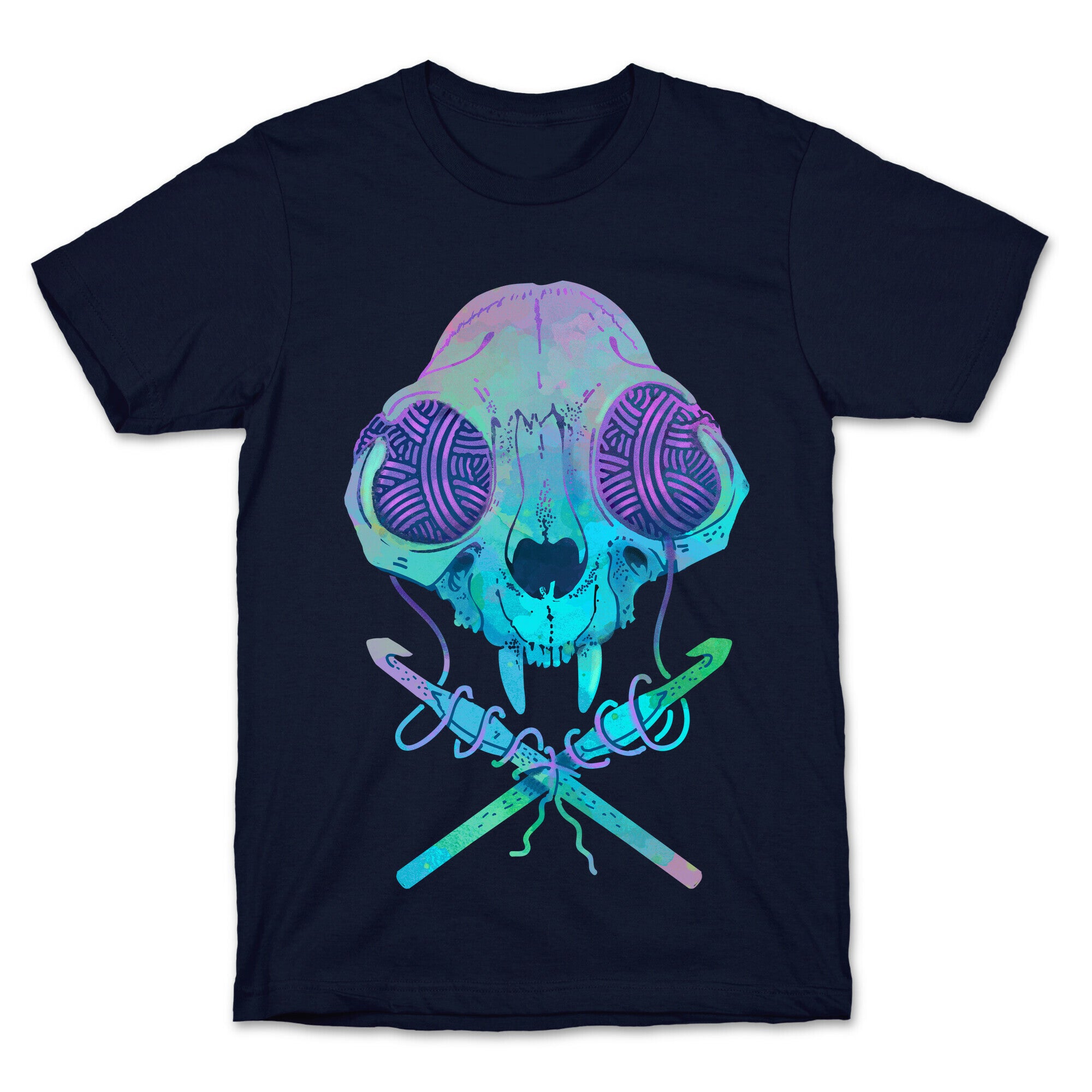 Cat Skull & Crochet Hooks T-Shirt
