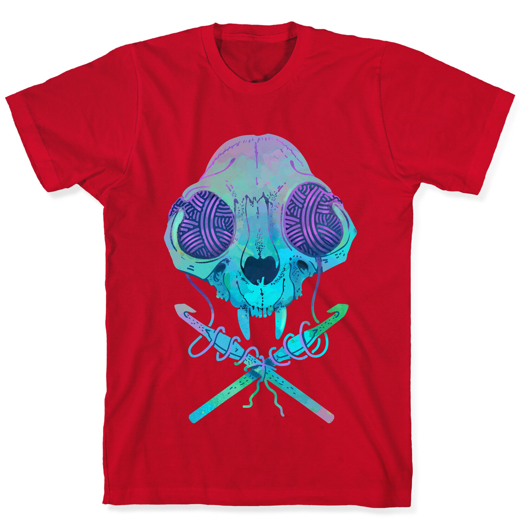 Cat Skull & Crochet Hooks T-Shirt