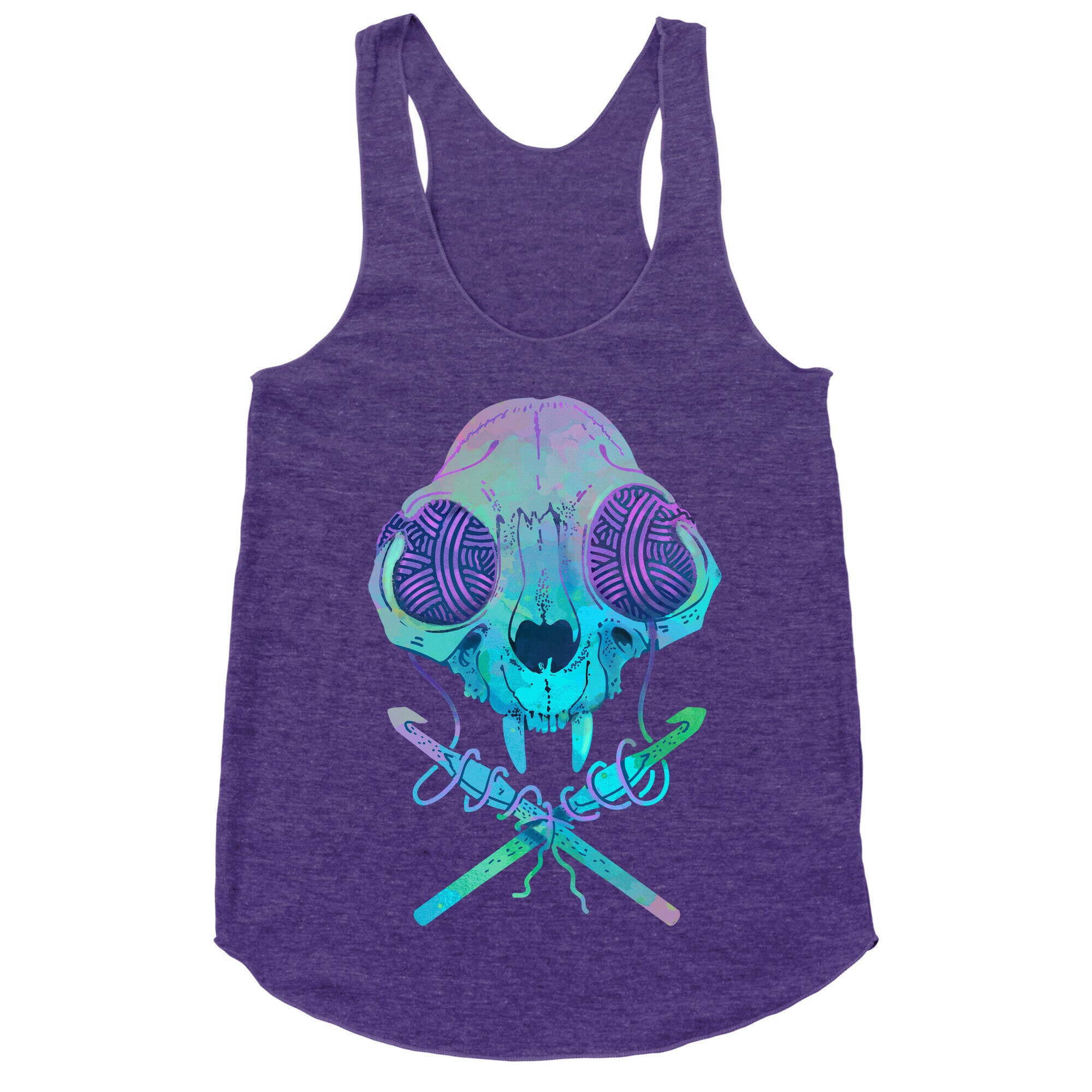 Cat Skull & Crochet Hooks Racerback Tank