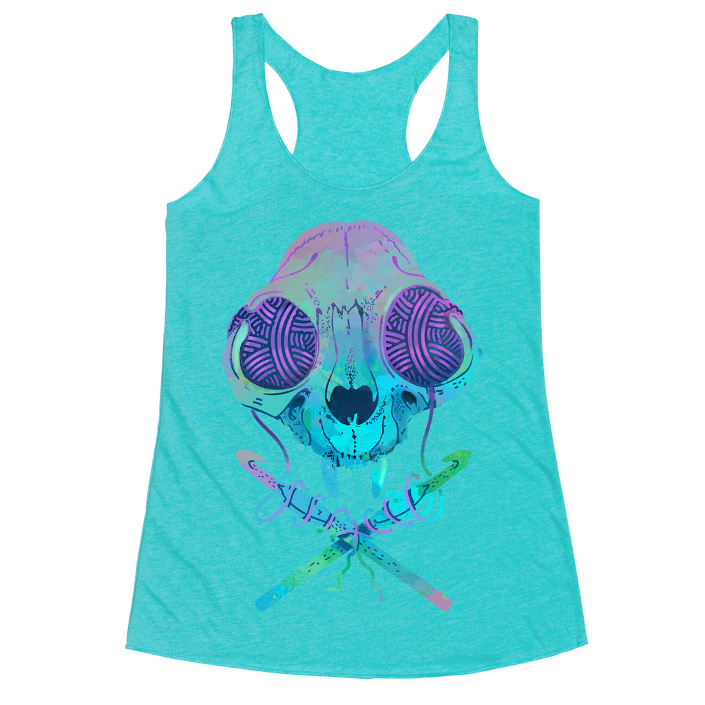 Cat Skull & Crochet Hooks Racerback Tank
