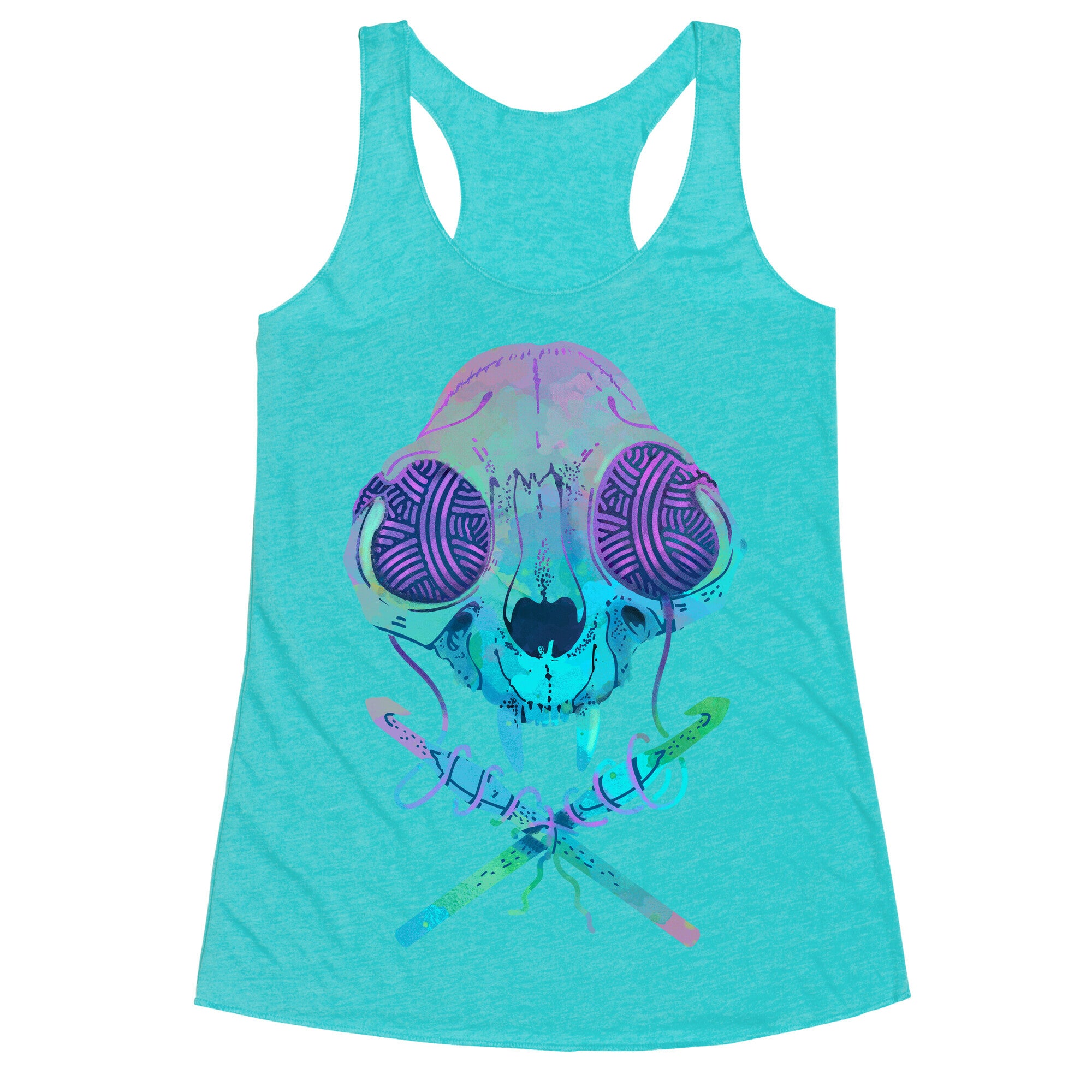 Cat Skull & Crochet Hooks Racerback Tank