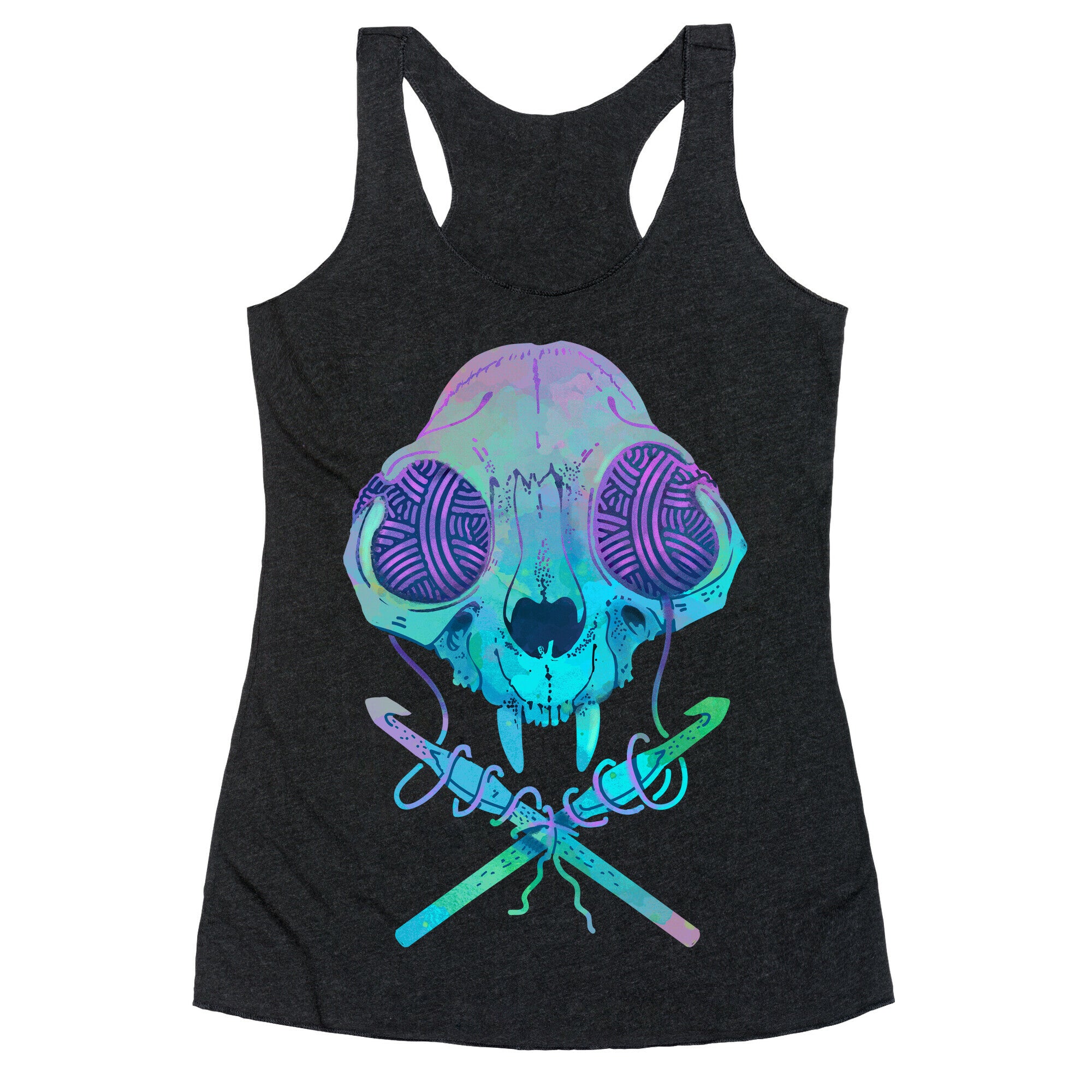 Cat Skull & Crochet Hooks Racerback Tank