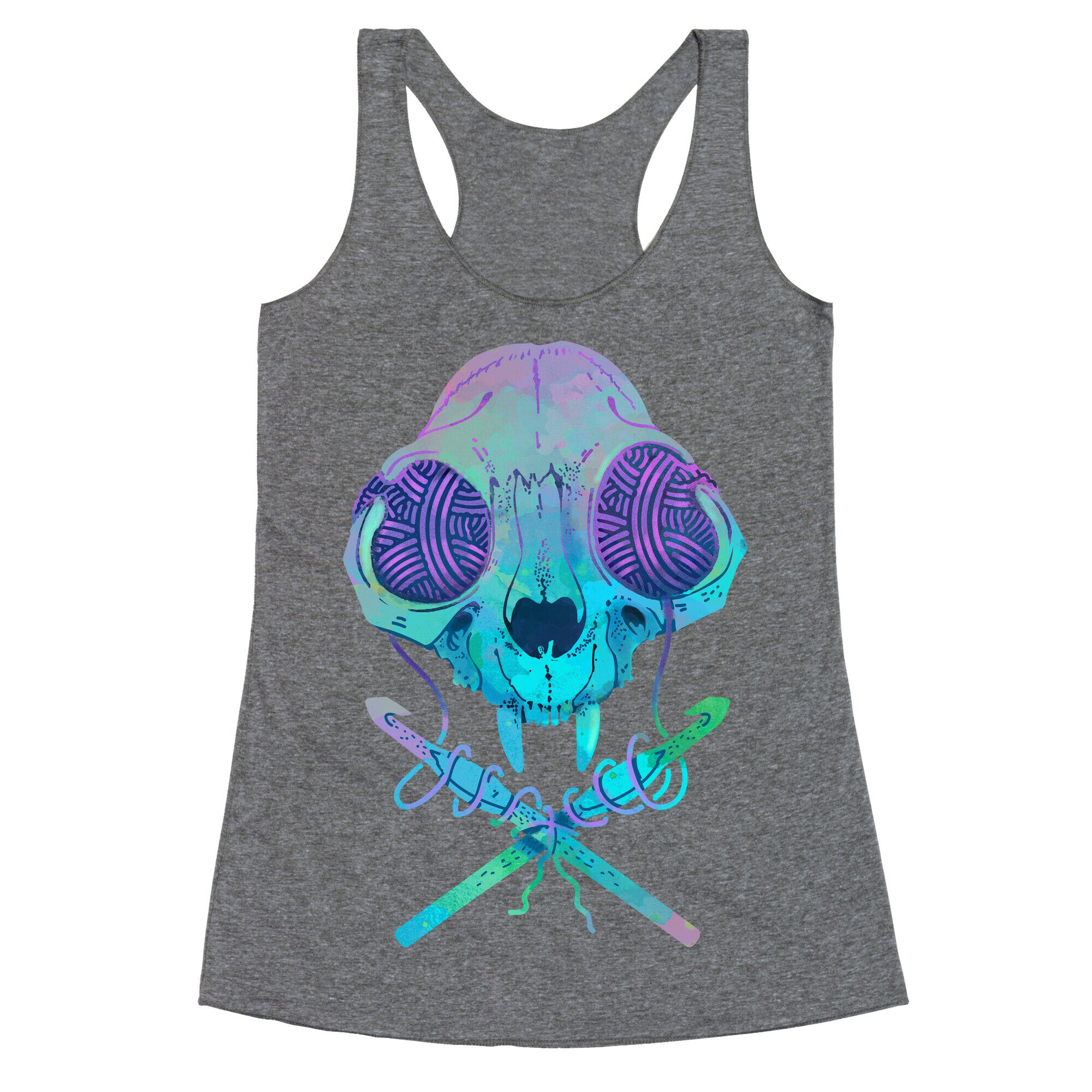 Cat Skull & Crochet Hooks Racerback Tank