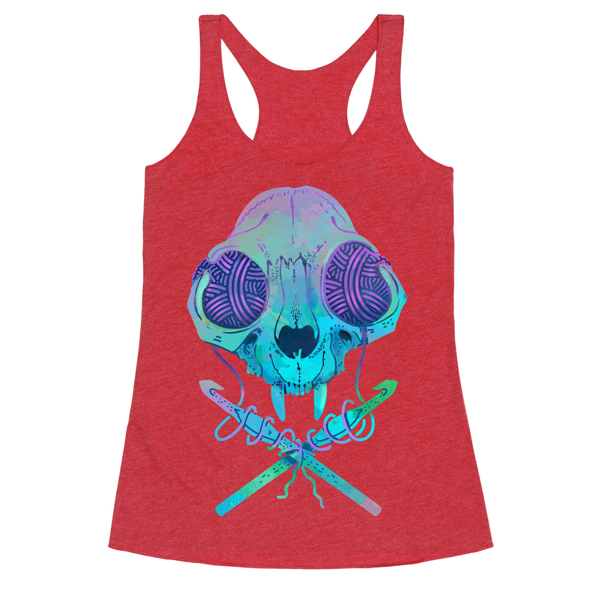 Cat Skull & Crochet Hooks Racerback Tank