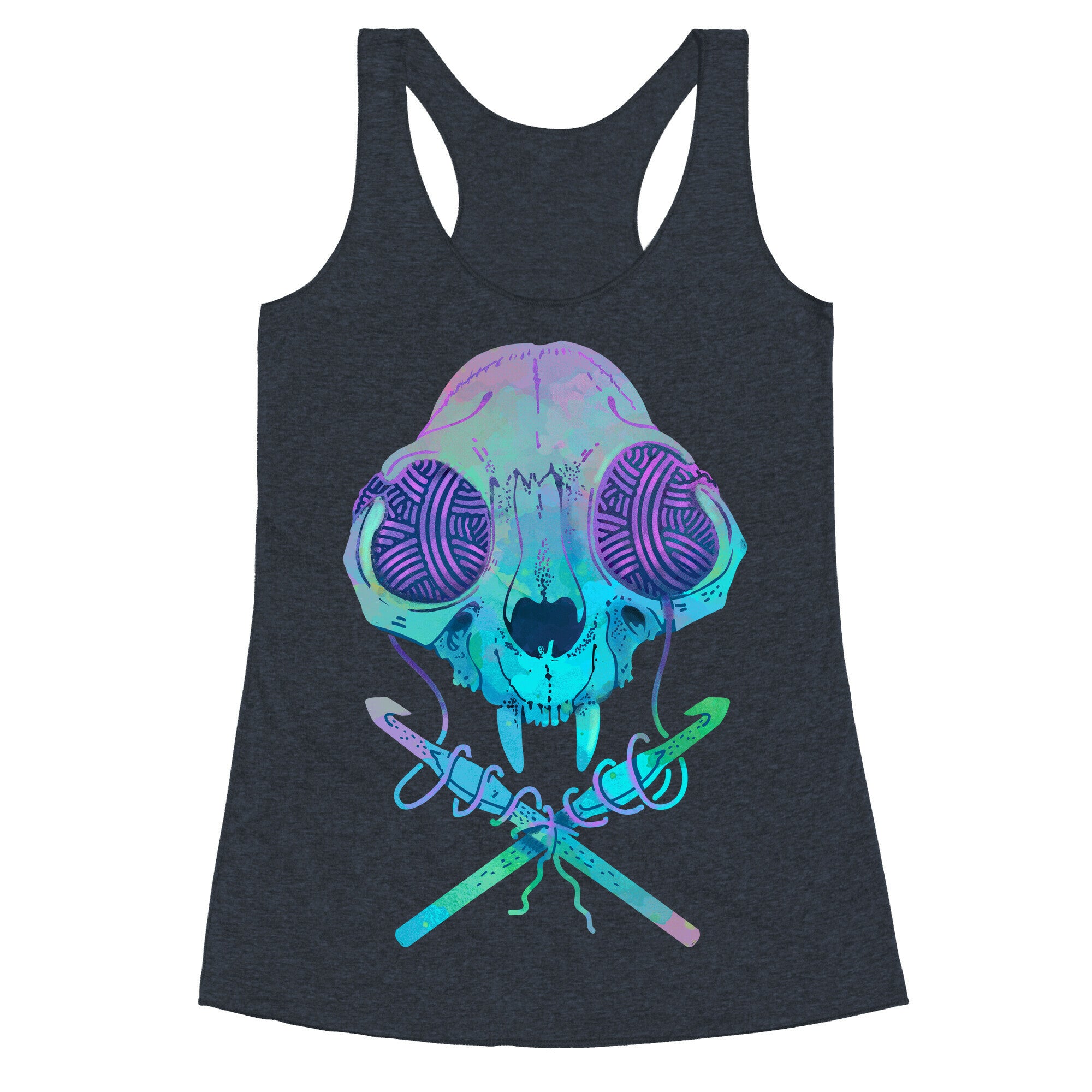 Cat Skull & Crochet Hooks Racerback Tank