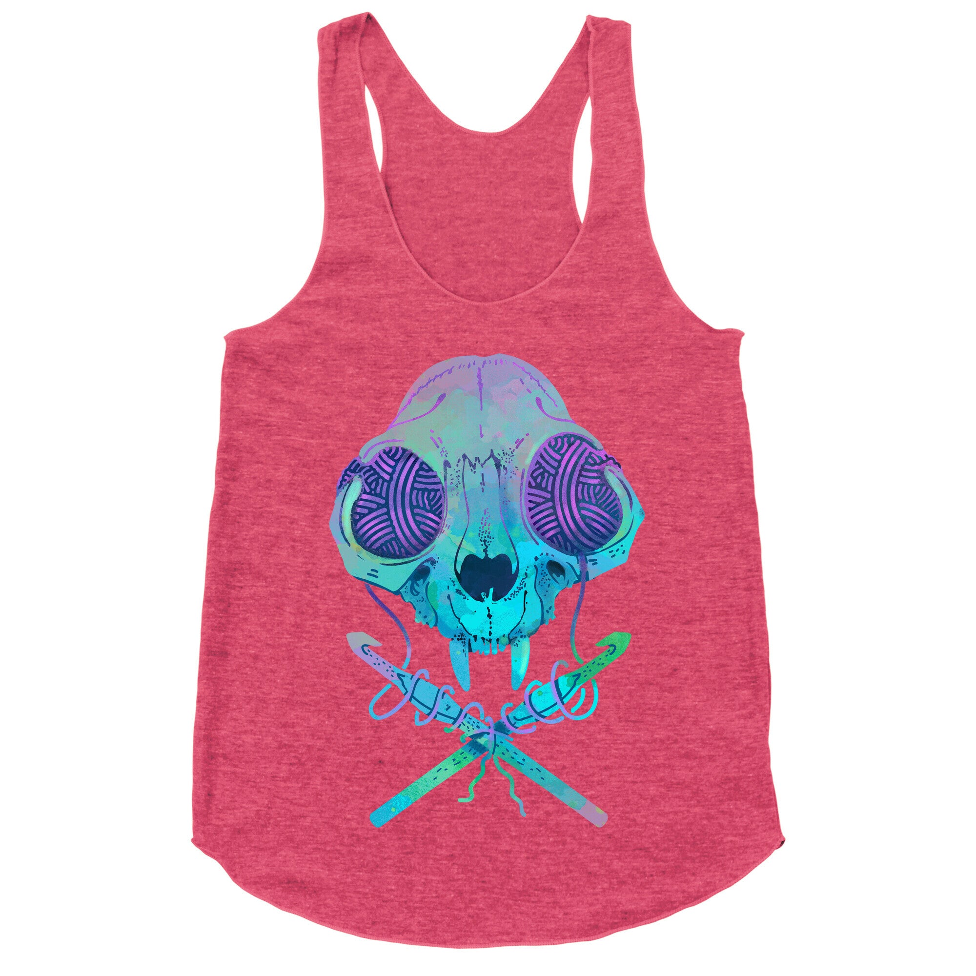 Cat Skull & Crochet Hooks Racerback Tank