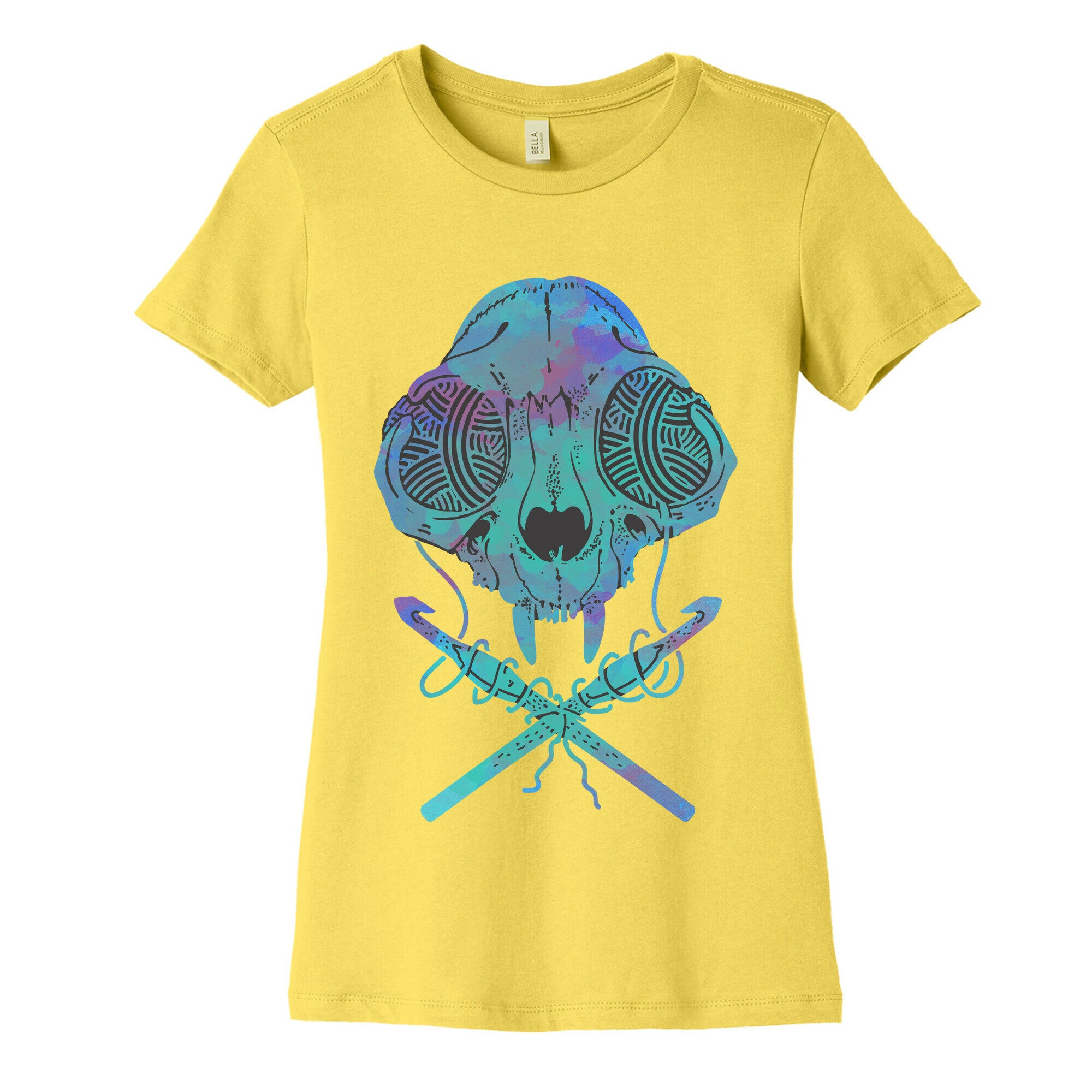 Cat Skull & Crochet Hooks Women's Cotton Tee