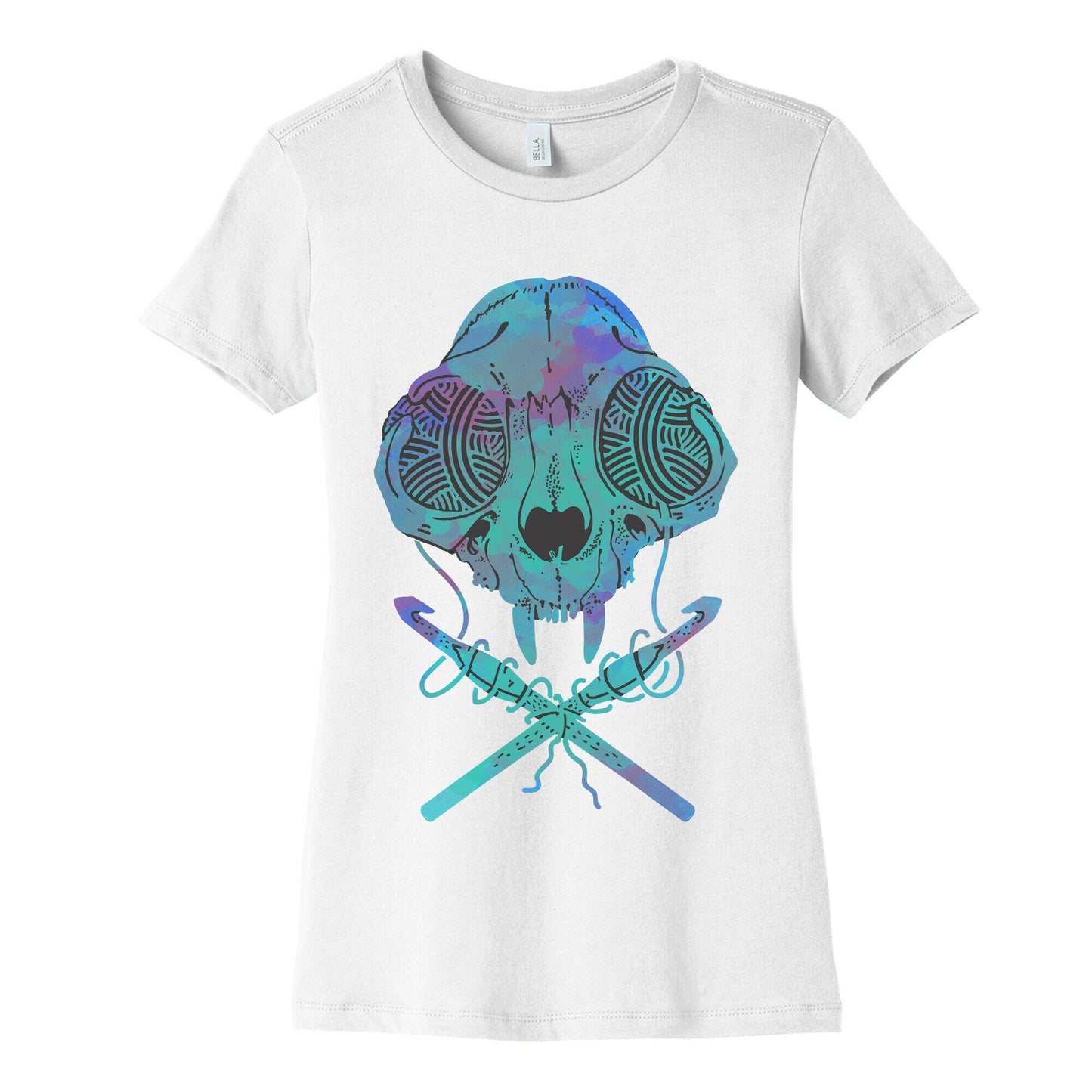 Cat Skull & Crochet Hooks Women's Cotton Tee