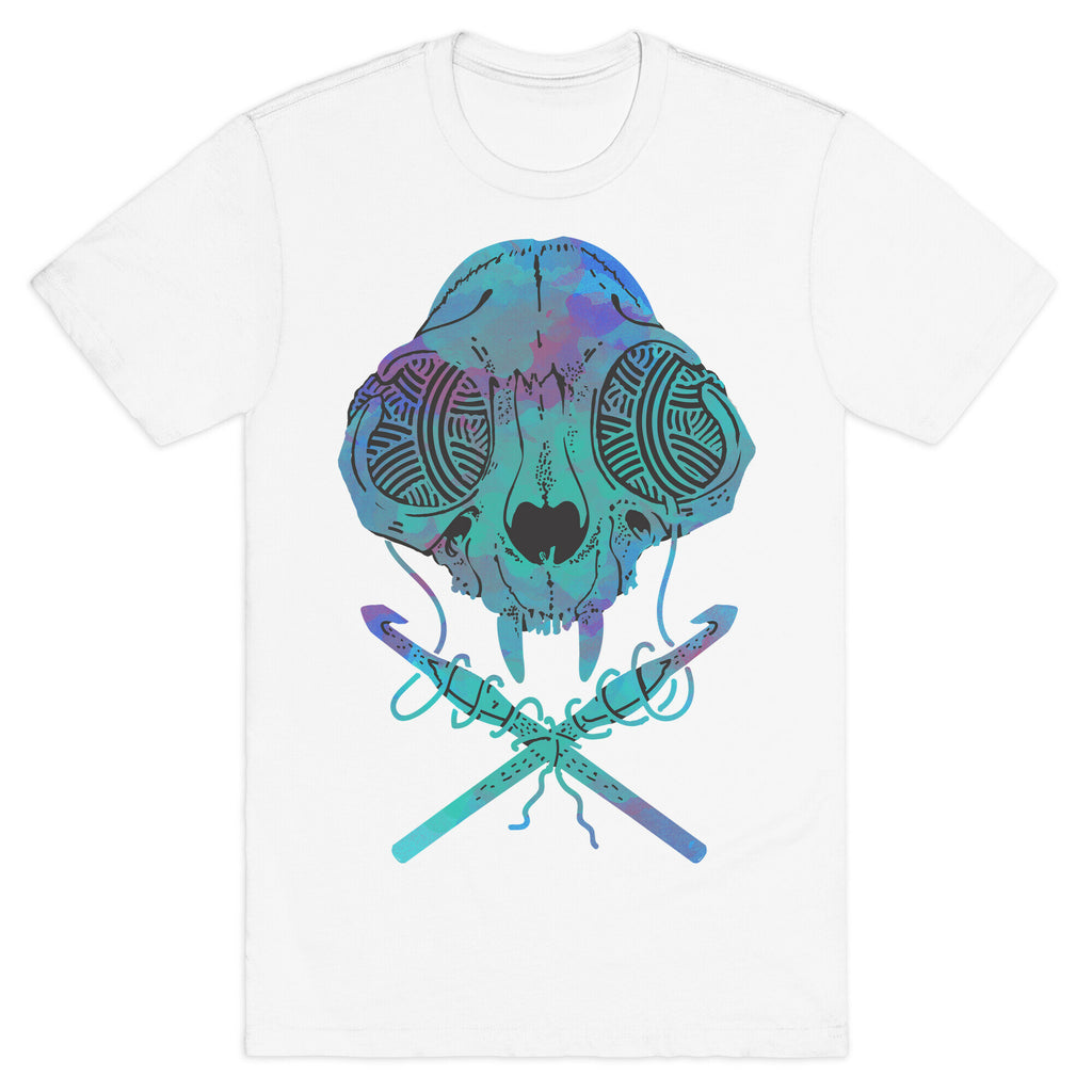 Cat Skull & Crochet Hooks T-Shirt