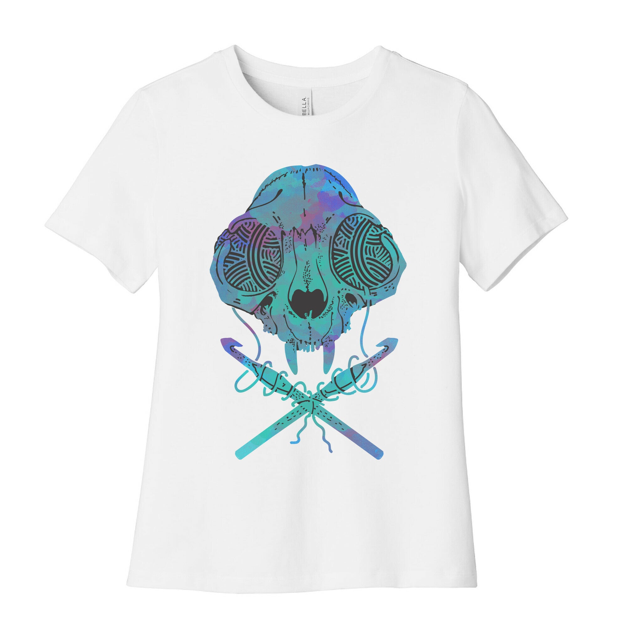 Cat Skull & Crochet Hooks Women's Cotton Tee