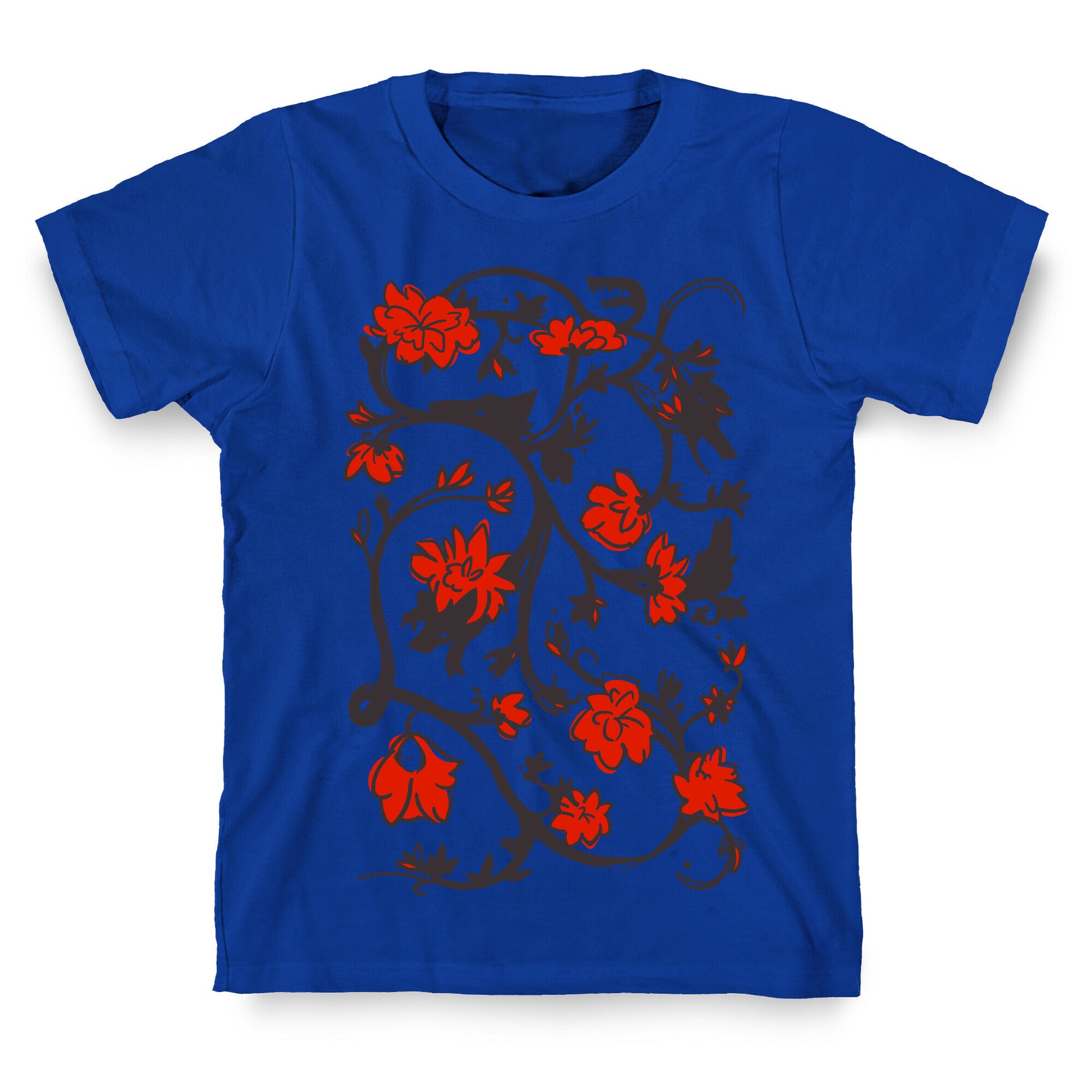 Little Red Riding Hood & Wolf Floral Pattern T-Shirt