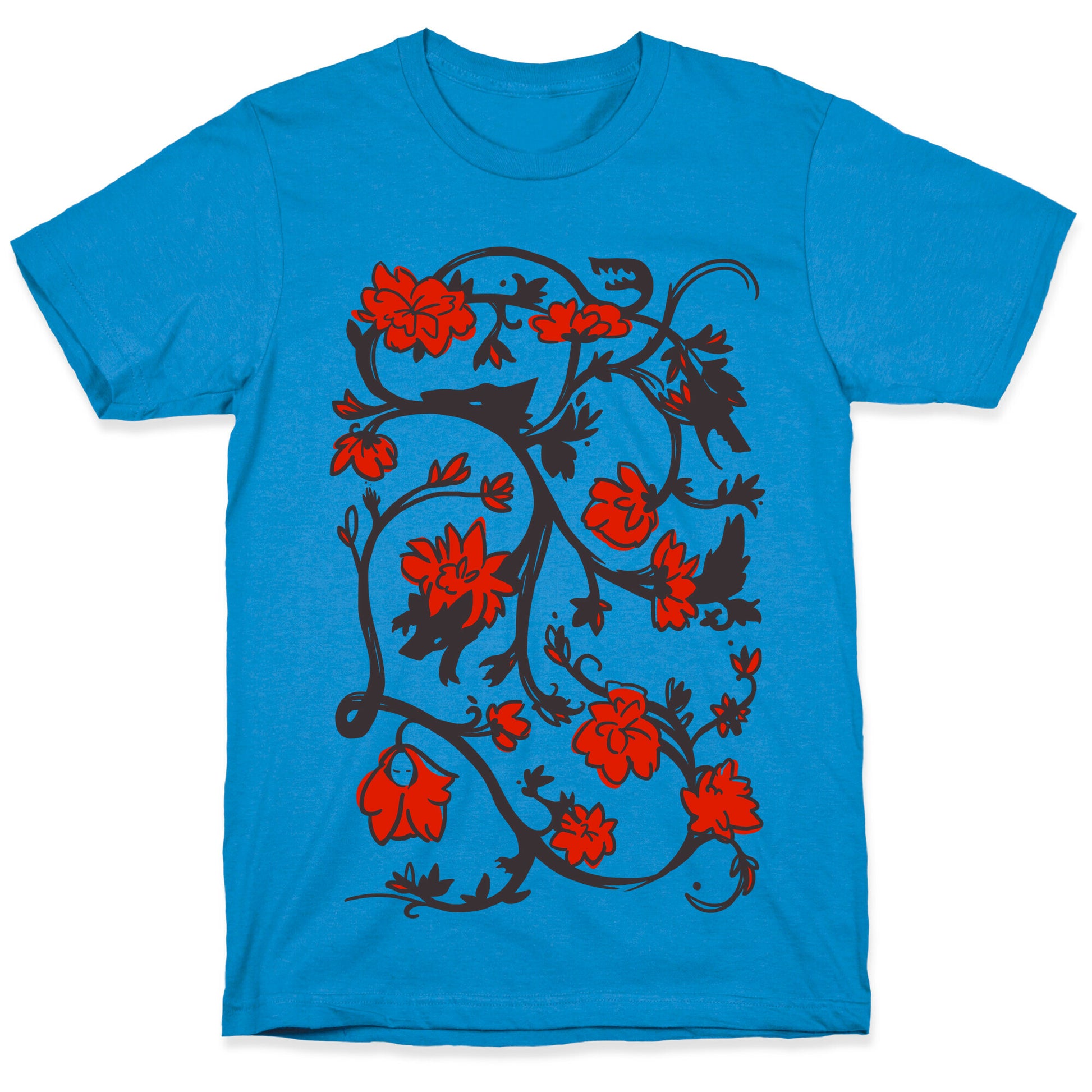 Little Red Riding Hood & Wolf Floral Pattern T-Shirt
