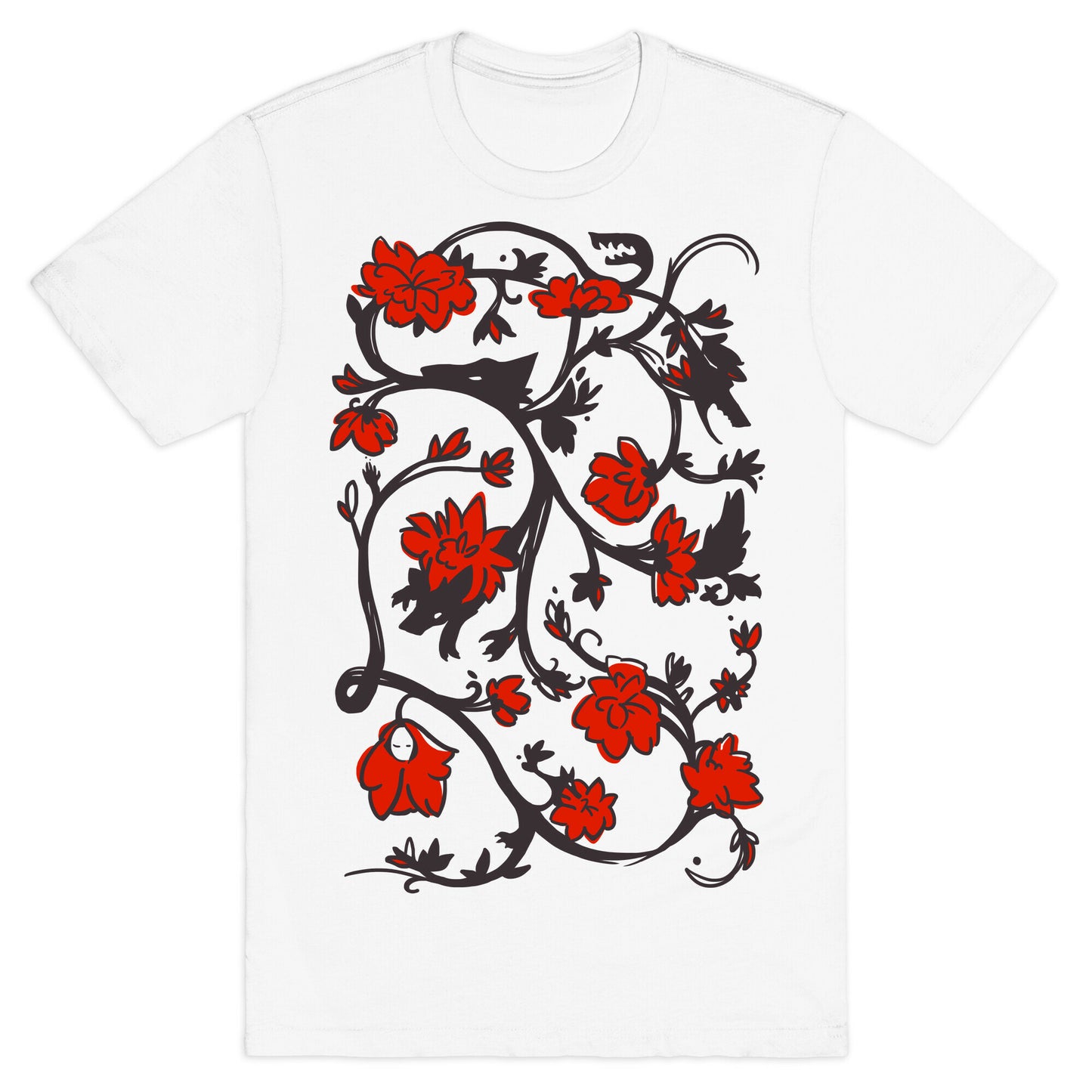 Little Red Riding Hood & Wolf Floral Pattern T-Shirt