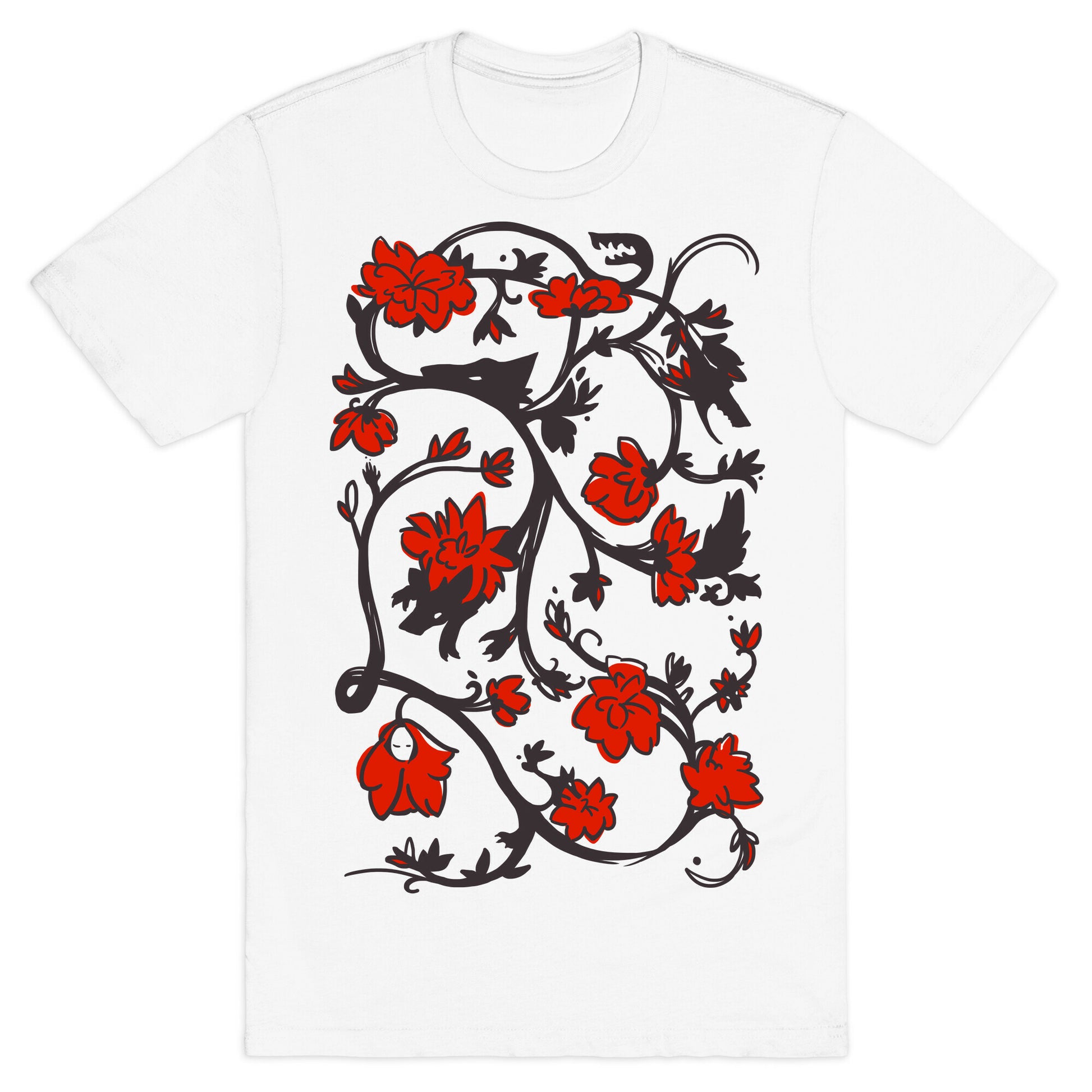 Little Red Riding Hood & Wolf Floral Pattern T-Shirt