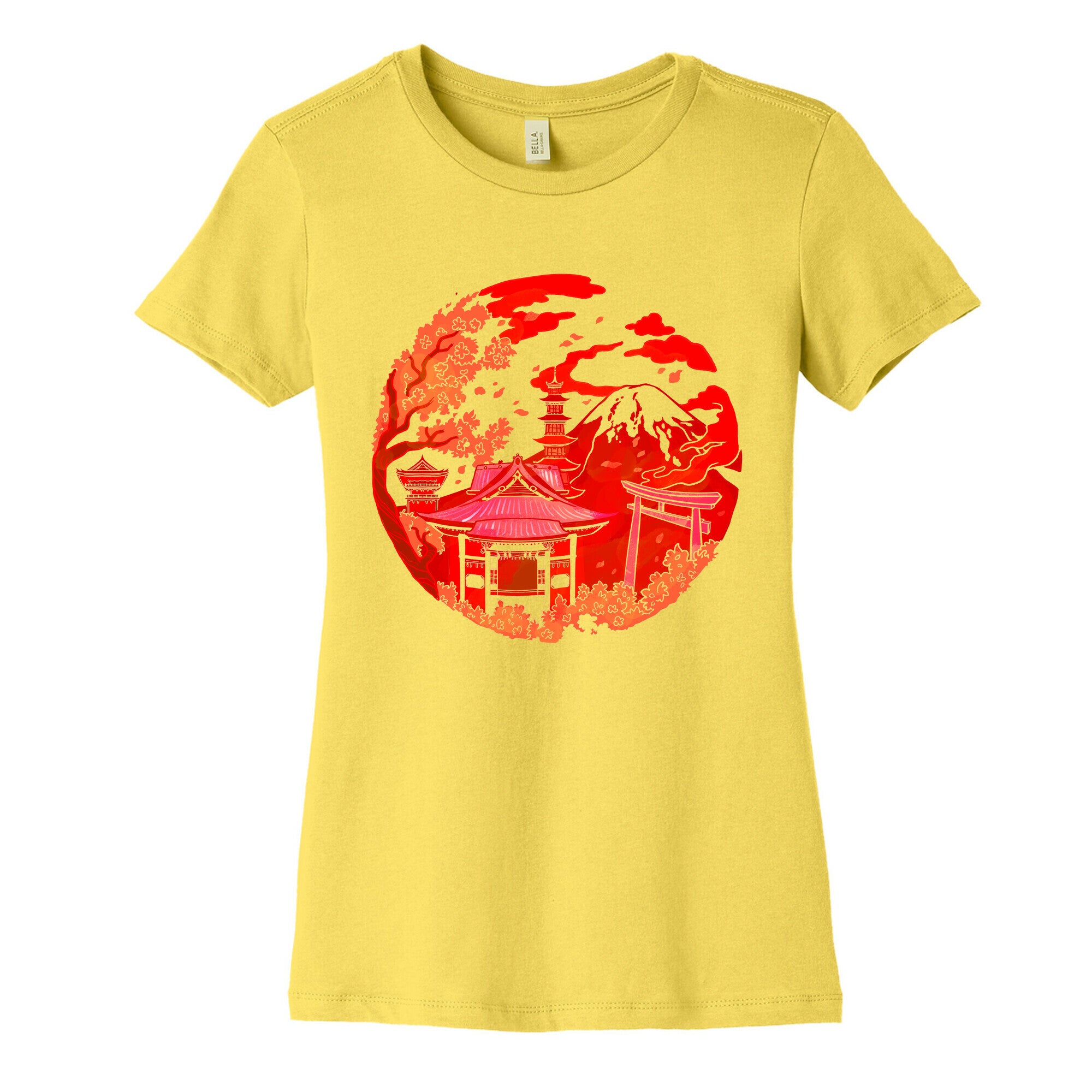 Japan's Mount Fuji and Shinto Shrines Inside the Rising Sun Women's Cotton Tee