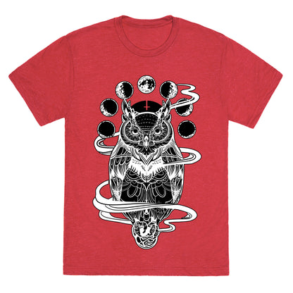 Witch's Owl Under the Phases of the Moon Unisex Triblend Tee