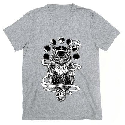 Witch's Owl Under the Phases of the Moon V-Neck