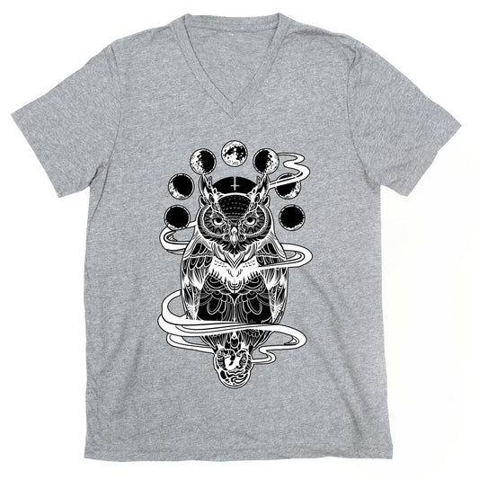 Witch's Owl Under the Phases of the Moon V-Neck