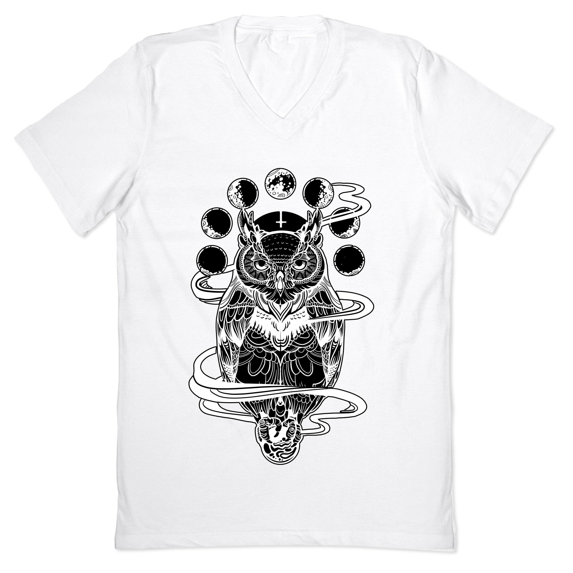 Witch's Owl Under the Phases of the Moon V-Neck