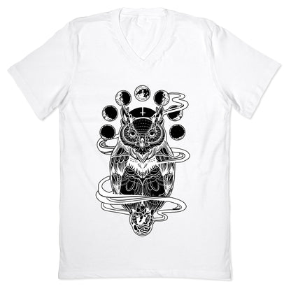 Witch's Owl Under the Phases of the Moon V-Neck