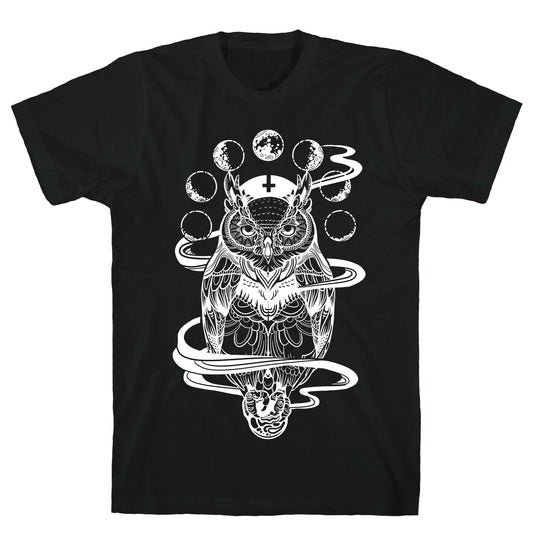 Witch's Owl Under the Phases of the Moon T-Shirt
