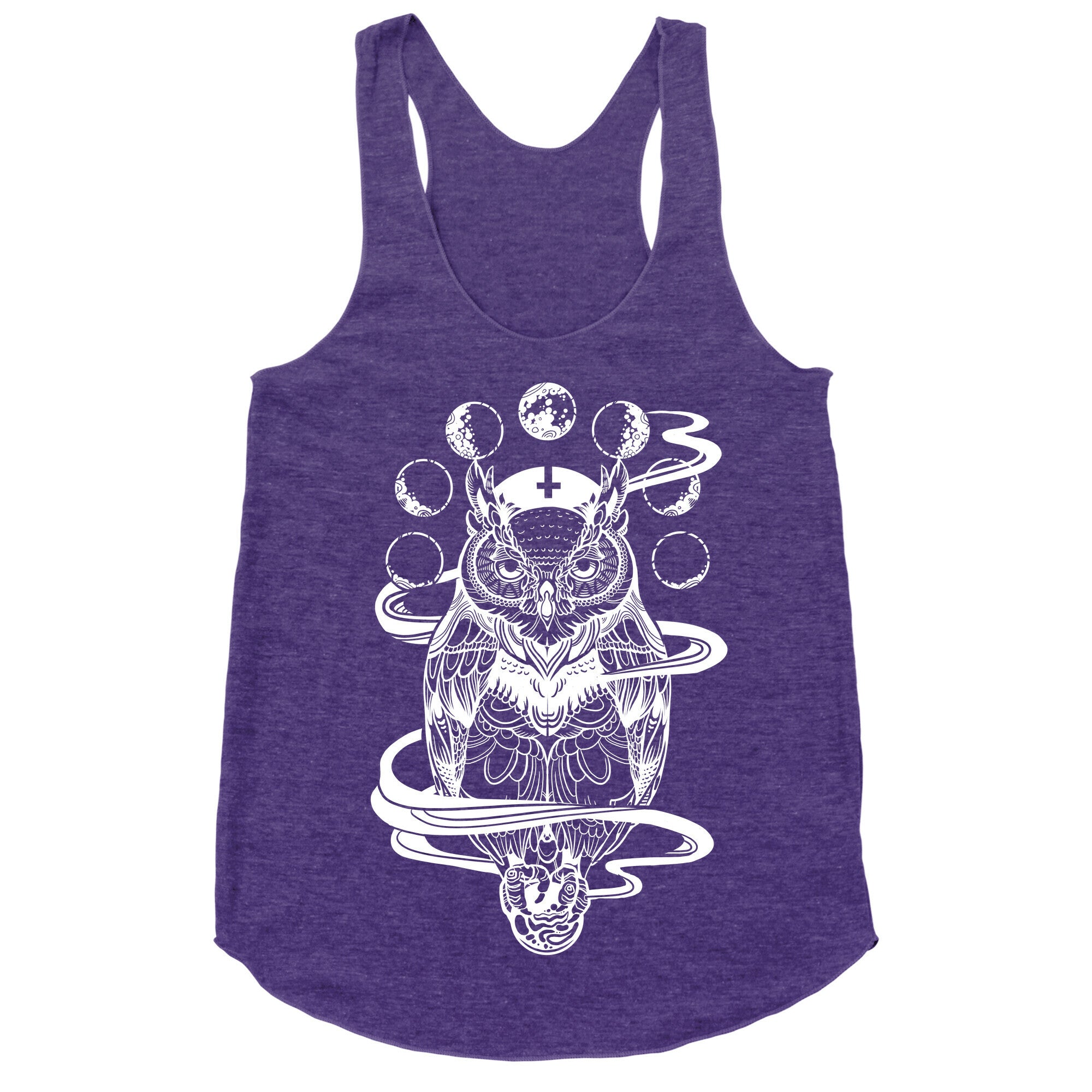 Witch's Owl Under the Phases of the Moon Racerback Tank