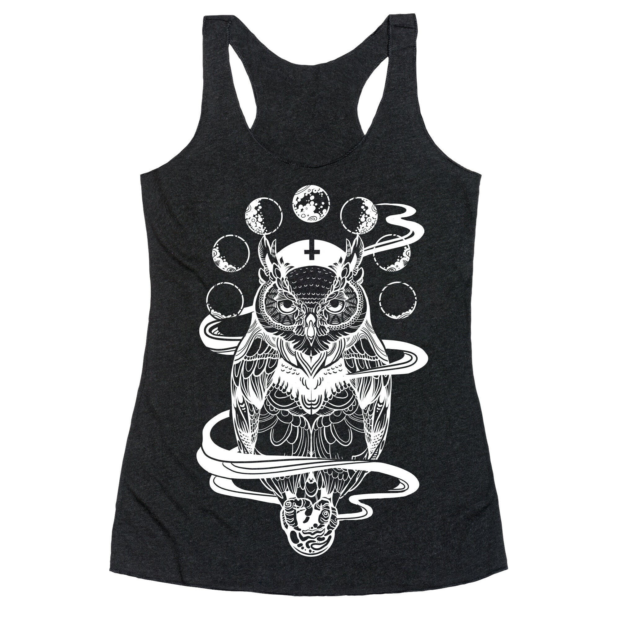 Witch's Owl Under the Phases of the Moon Racerback Tank