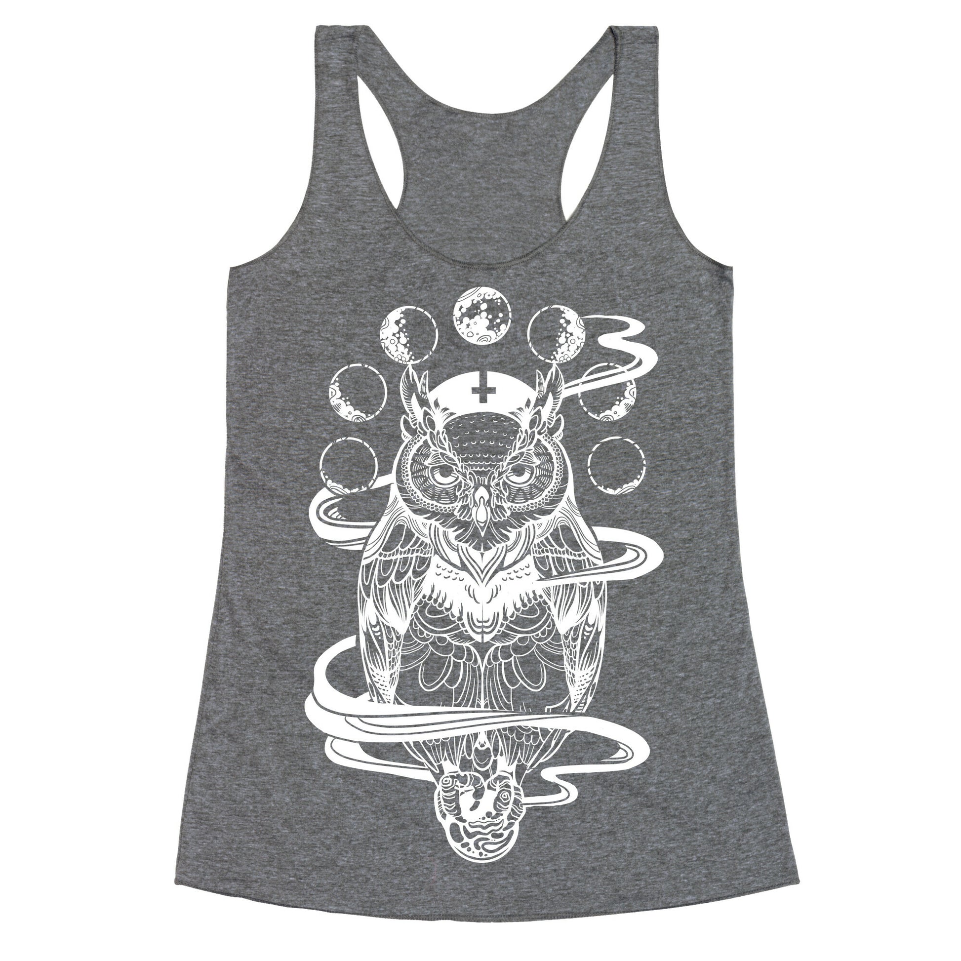 Witch's Owl Under the Phases of the Moon Racerback Tank