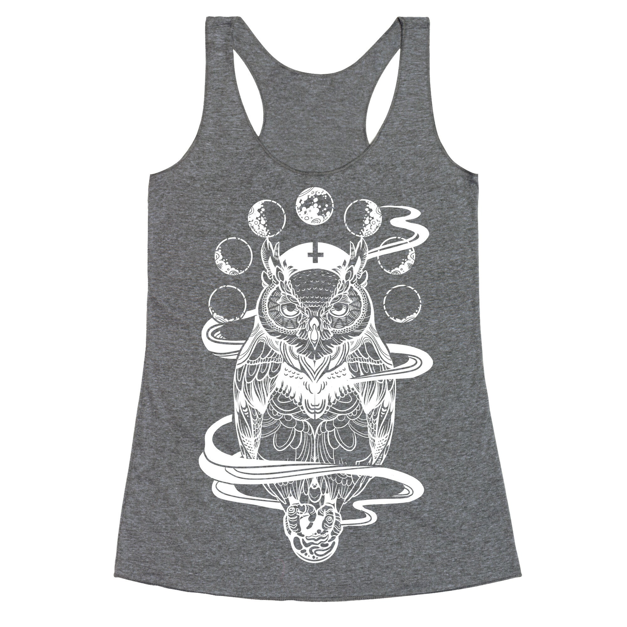 Witch's Owl Under the Phases of the Moon Racerback Tank