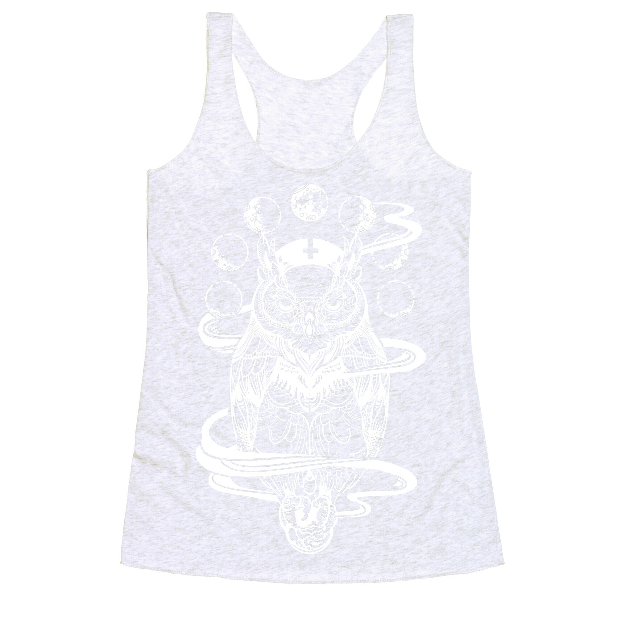 Witch's Owl Under the Phases of the Moon Racerback Tank