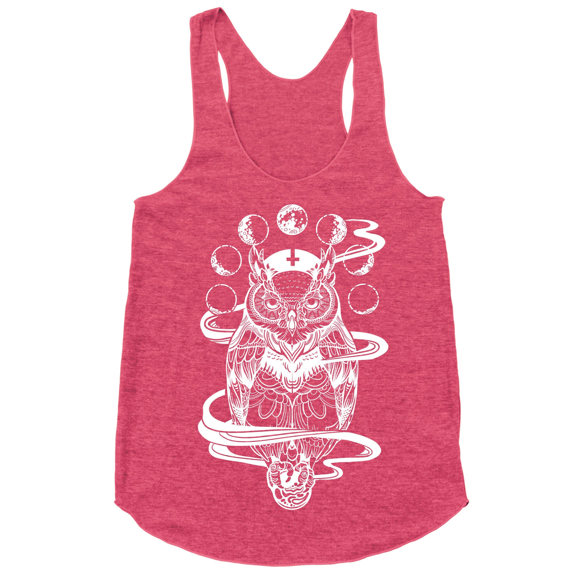 Witch's Owl Under the Phases of the Moon Racerback Tank
