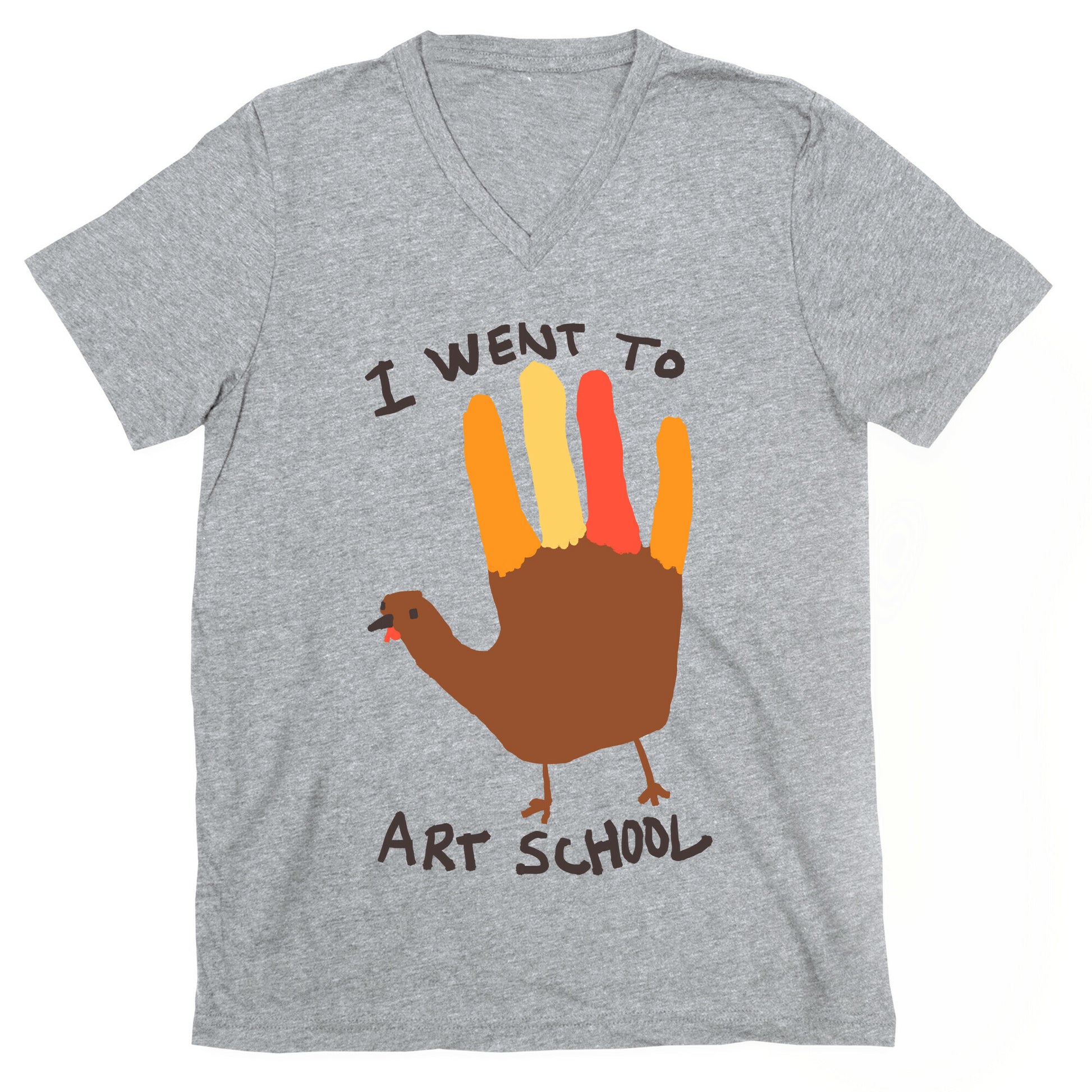 I Went To Art School Hand Turkey V-Neck