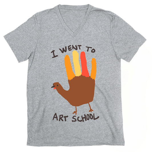 I Went To Art School Hand Turkey V-Neck