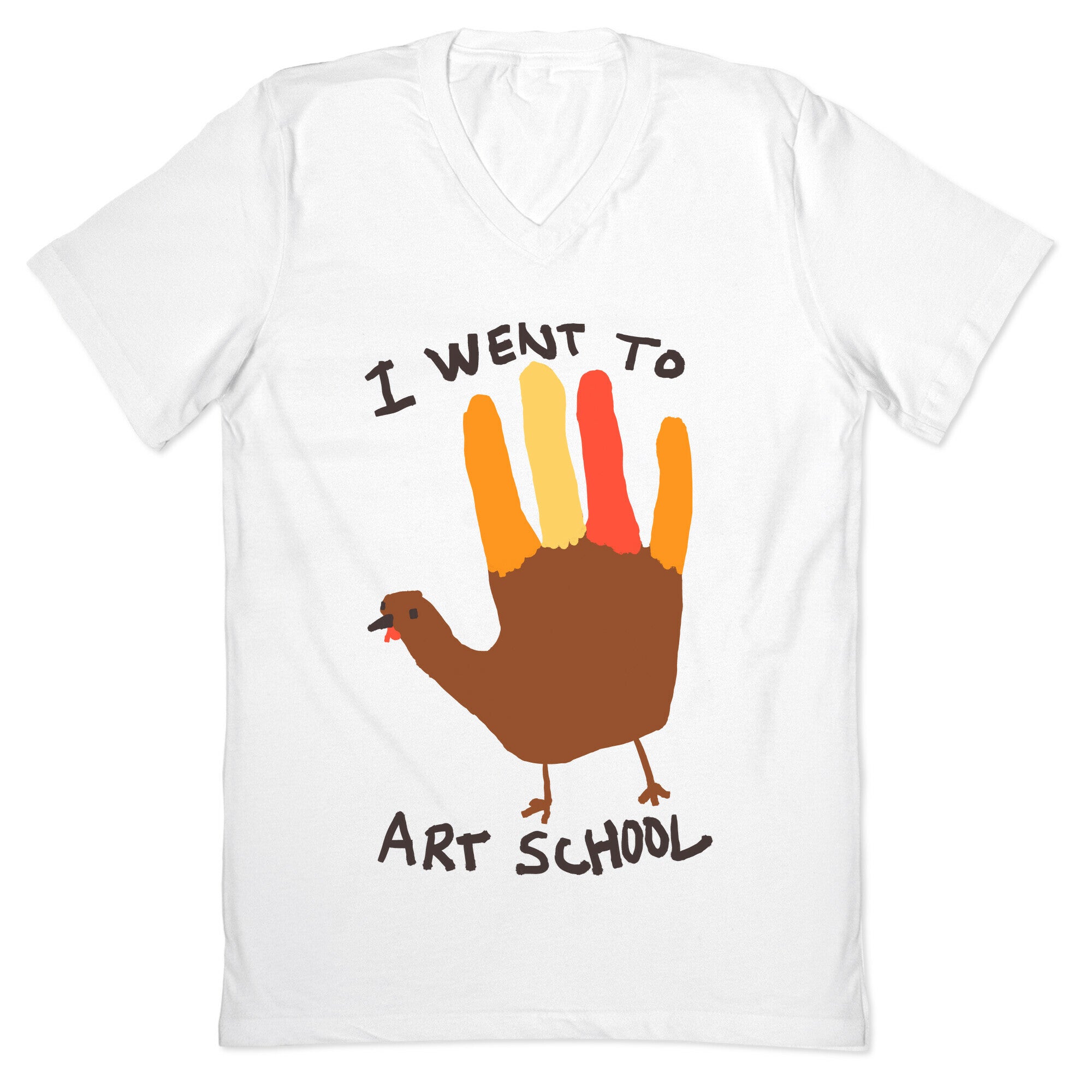 I Went To Art School Hand Turkey V-Neck